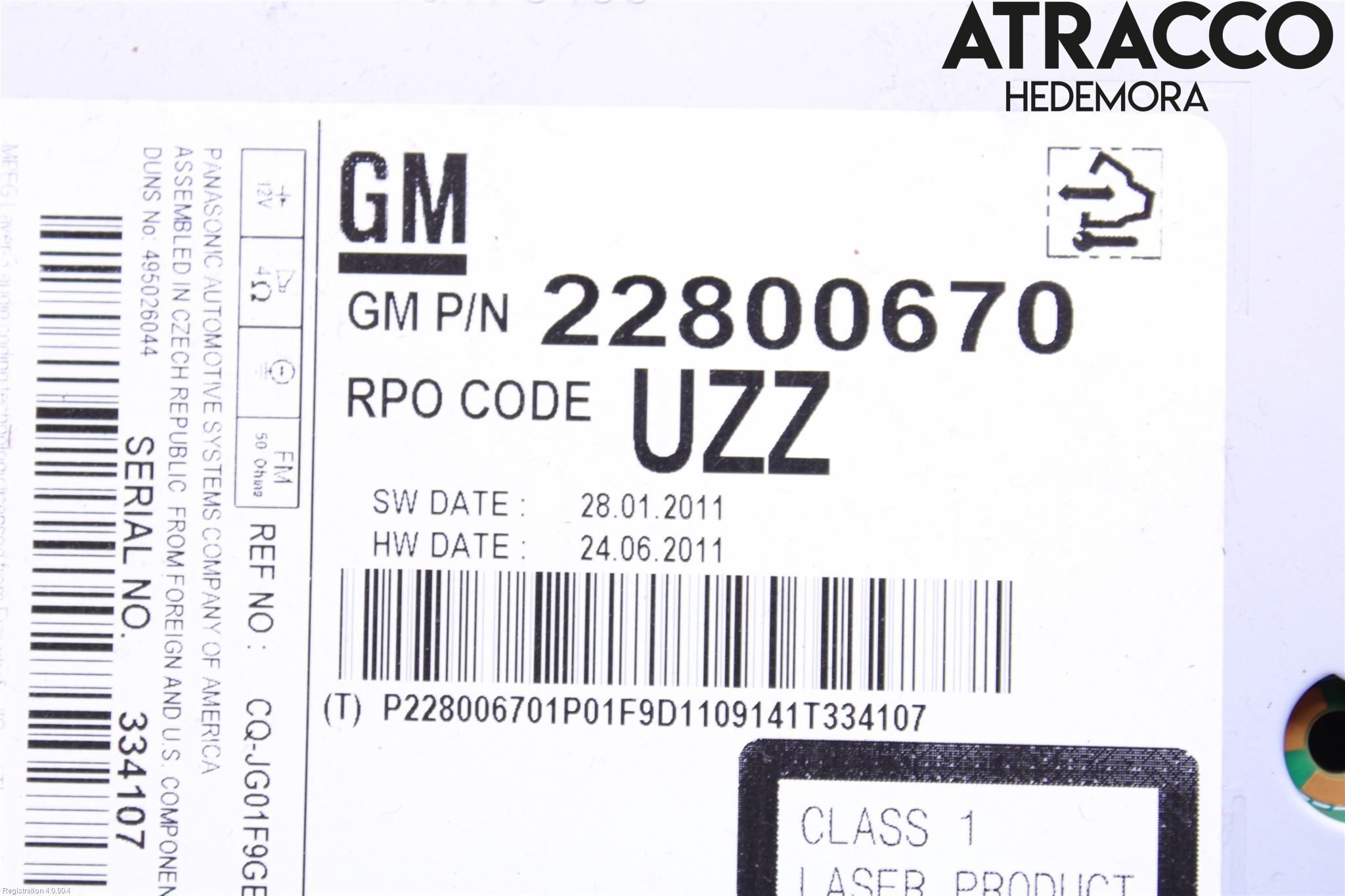 Opel MERIVA B 10-17 Stereo Radio Med Cd