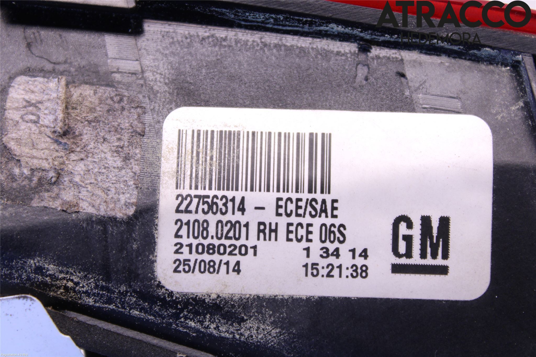 Opel INSIGNIA 09-16 Baklykt Høyre  På Luke(Indre)