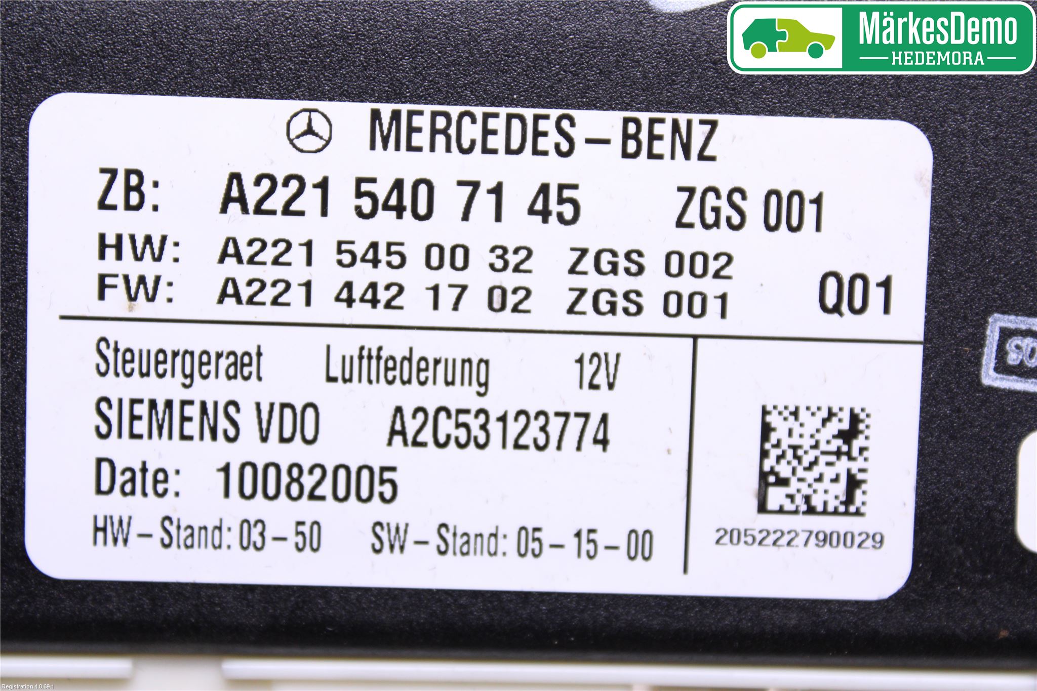 Mercedes-Benz MB S-KLASS (W221) 05-13 Styreenhet Fjæring