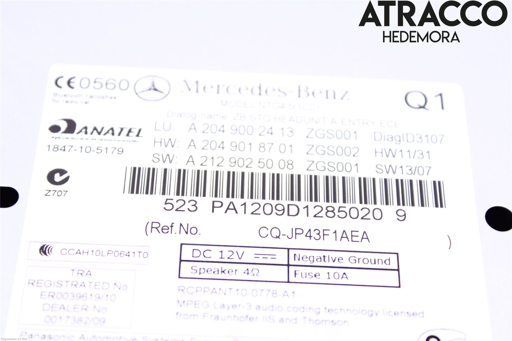 Mercedes-Benz MB GLK-KLASS (X204) 08-16 Stereo Radio Med Cd