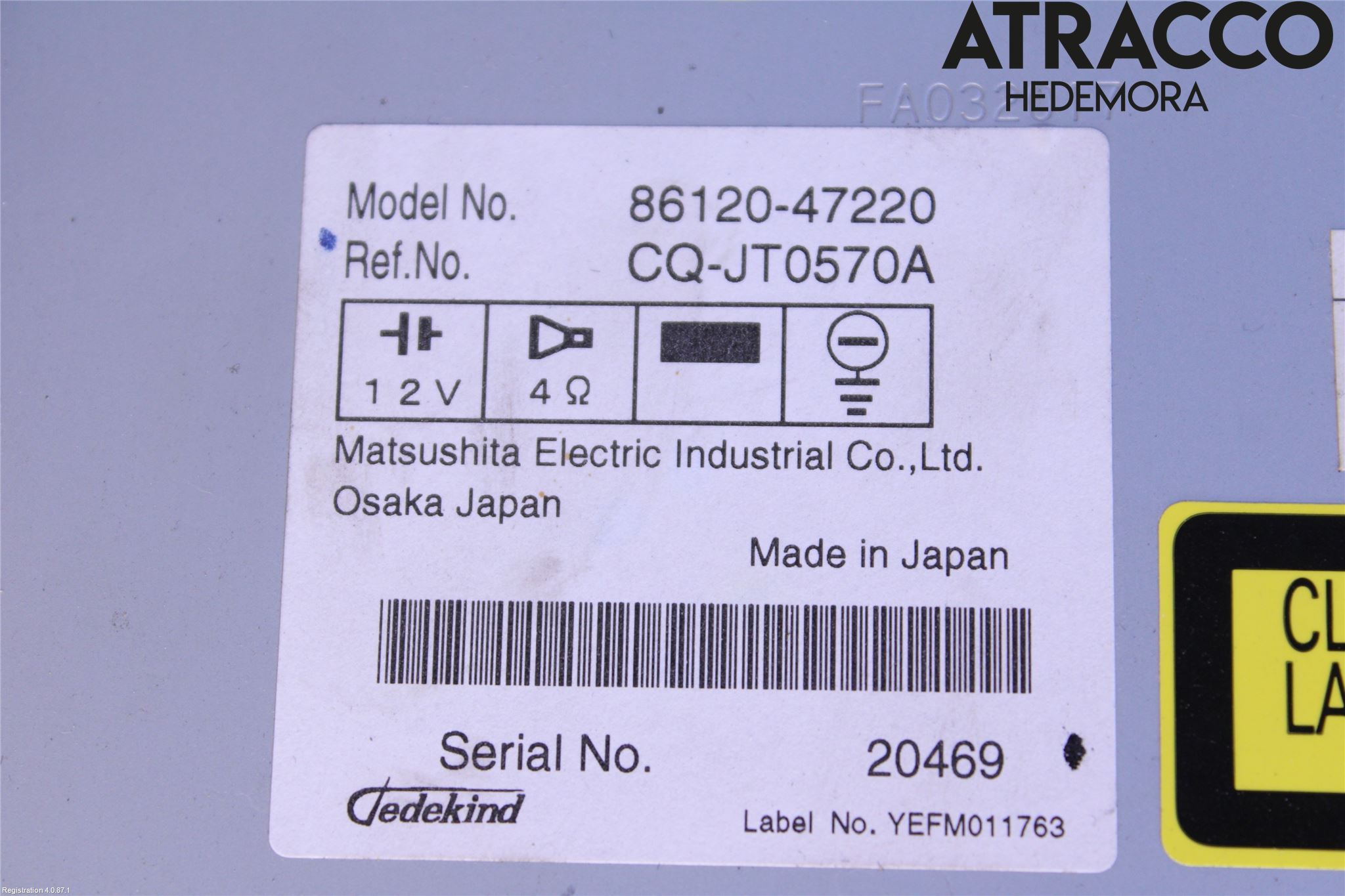 Toyota PRIUS NWH20 04-08 Stereo Radio Med Cd