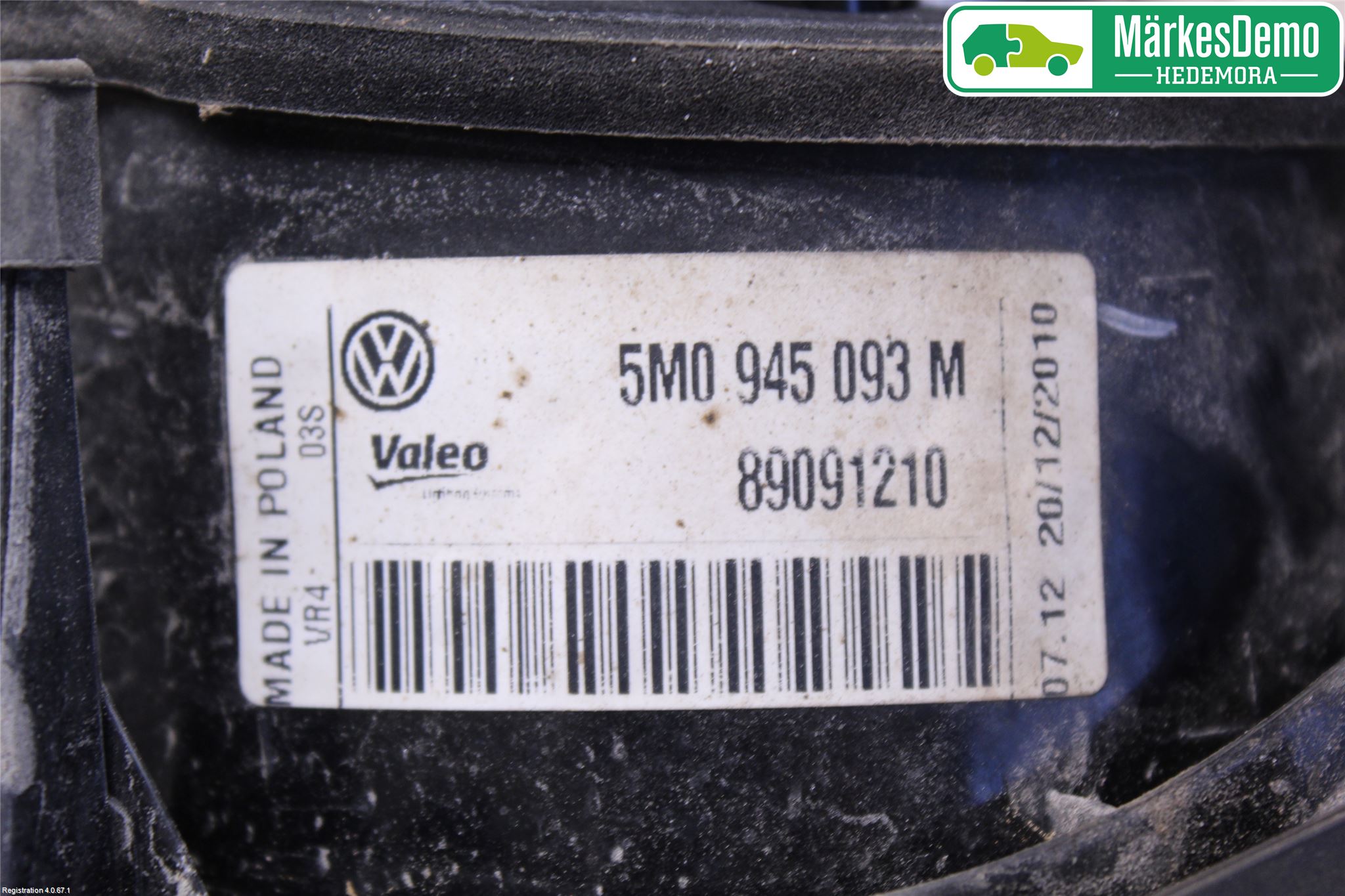 Volkswagen VW GOLF PLUS/CROSS GOLF 04-14 Baklykt Venstre  På Luke(Indre