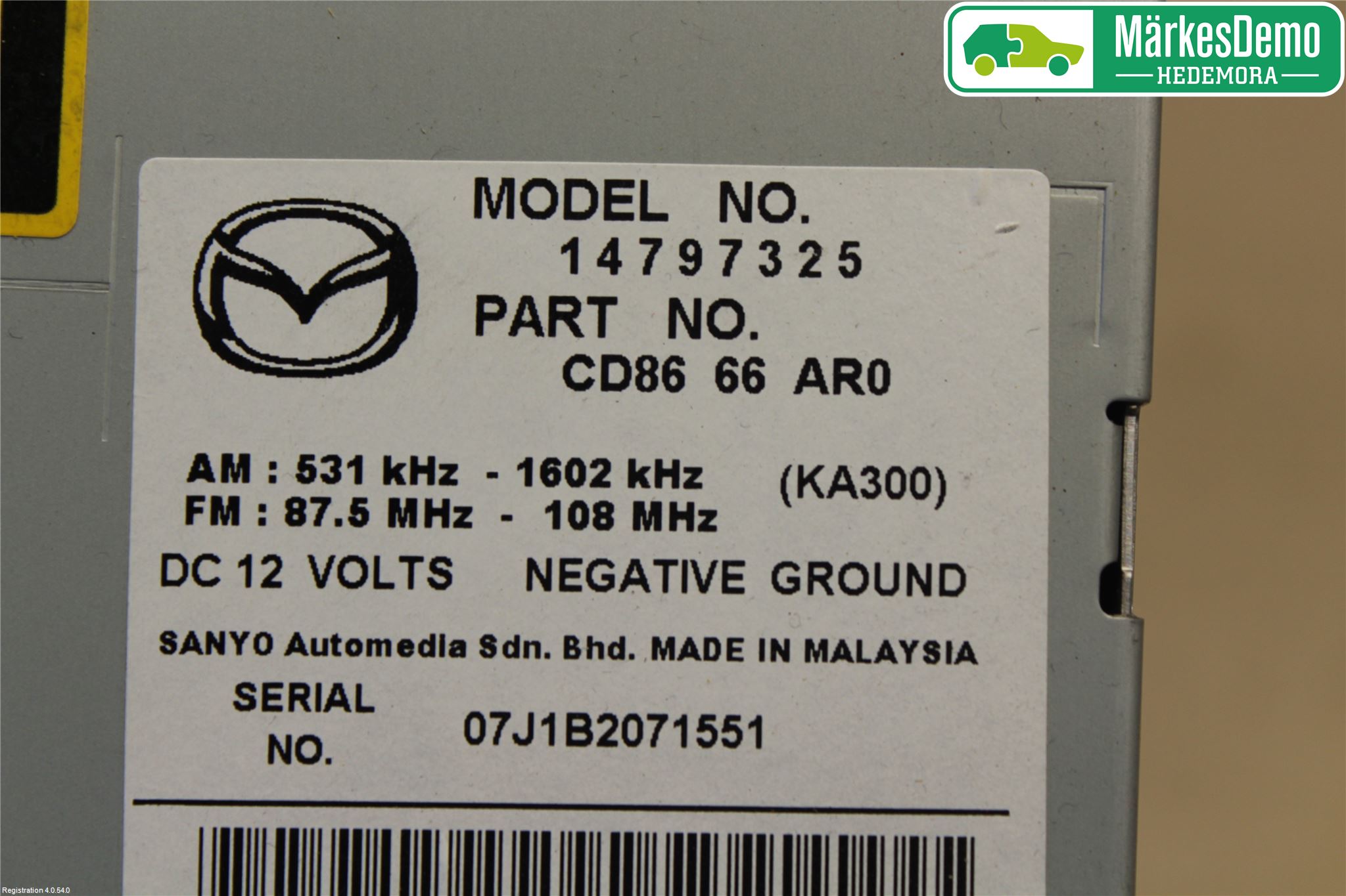 Mazda 5 05-10 Stereo Radio Med Cd