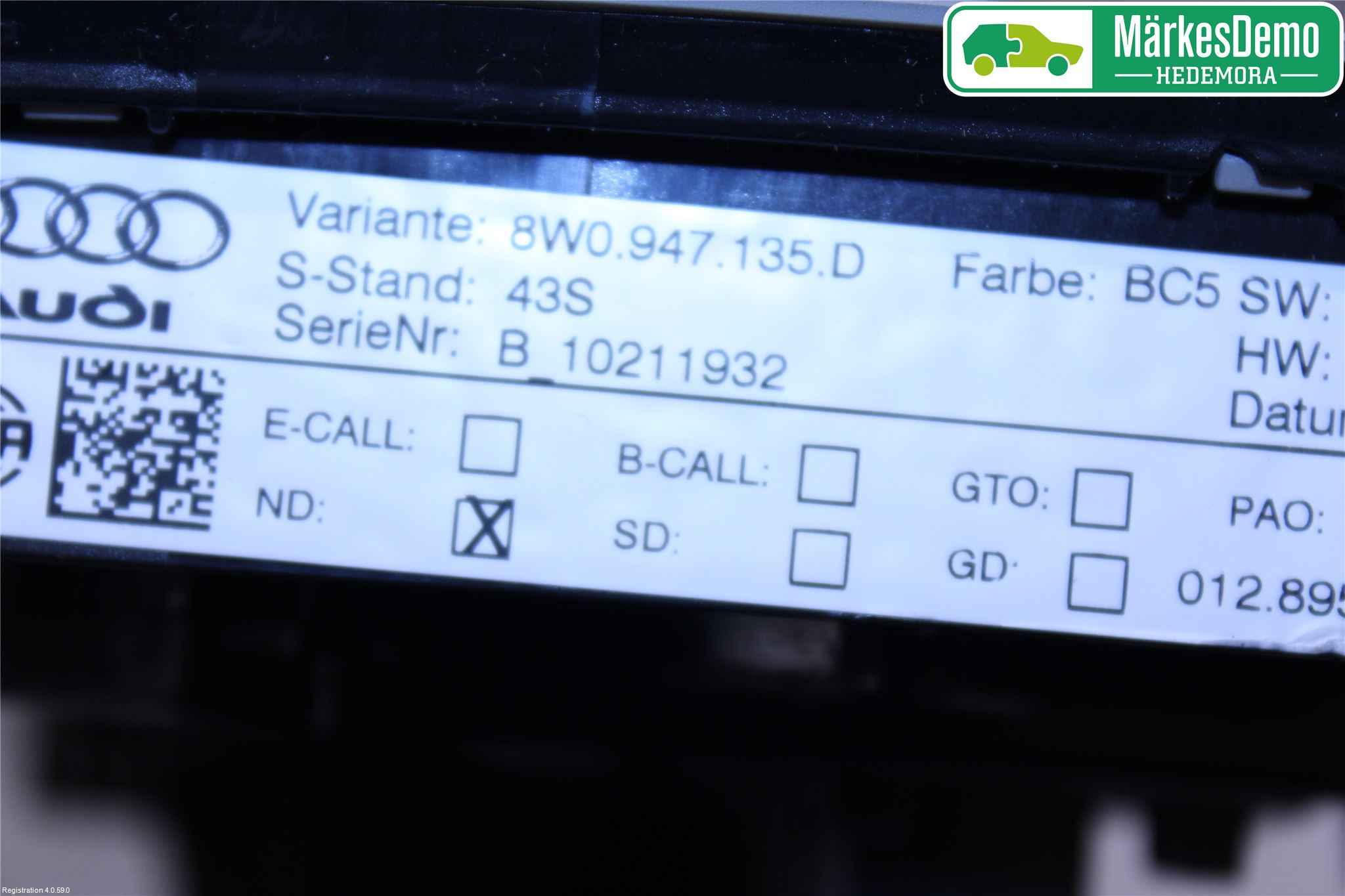 Audi A4/S4 B9 16-19 Innr Taklys