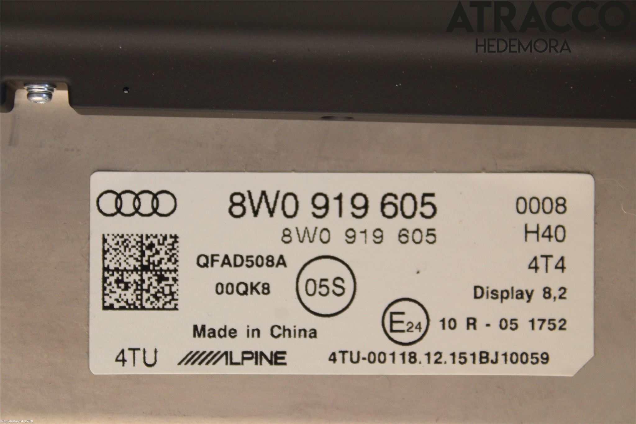 Audi A4/S4 B9 16-19 Instr Skjerm Dvd-Gps-Ac-Tlf