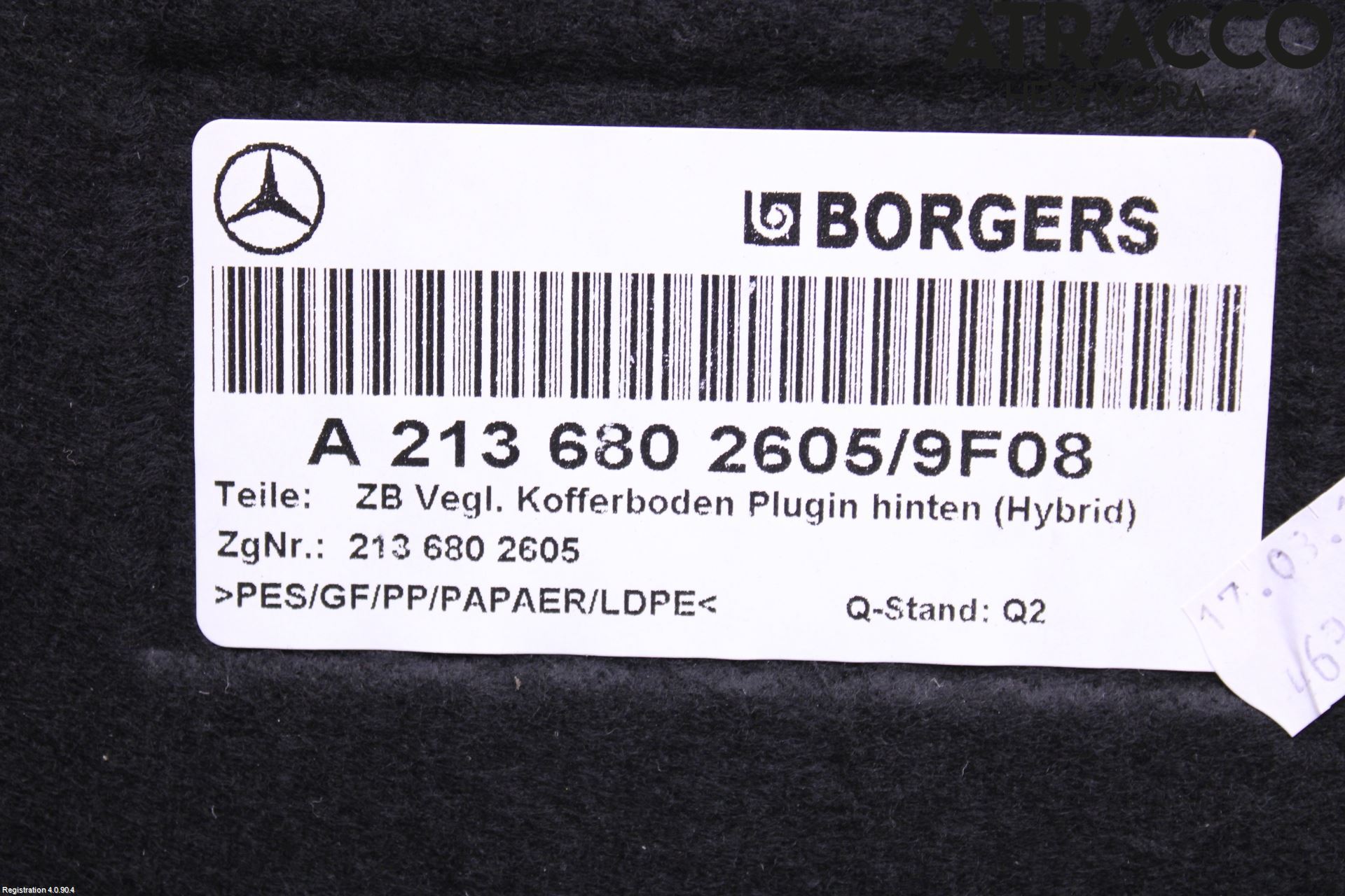 Mercedes-Benz MB E-KLASS (W213) 16-23 Innr Bagasjeromkledsel