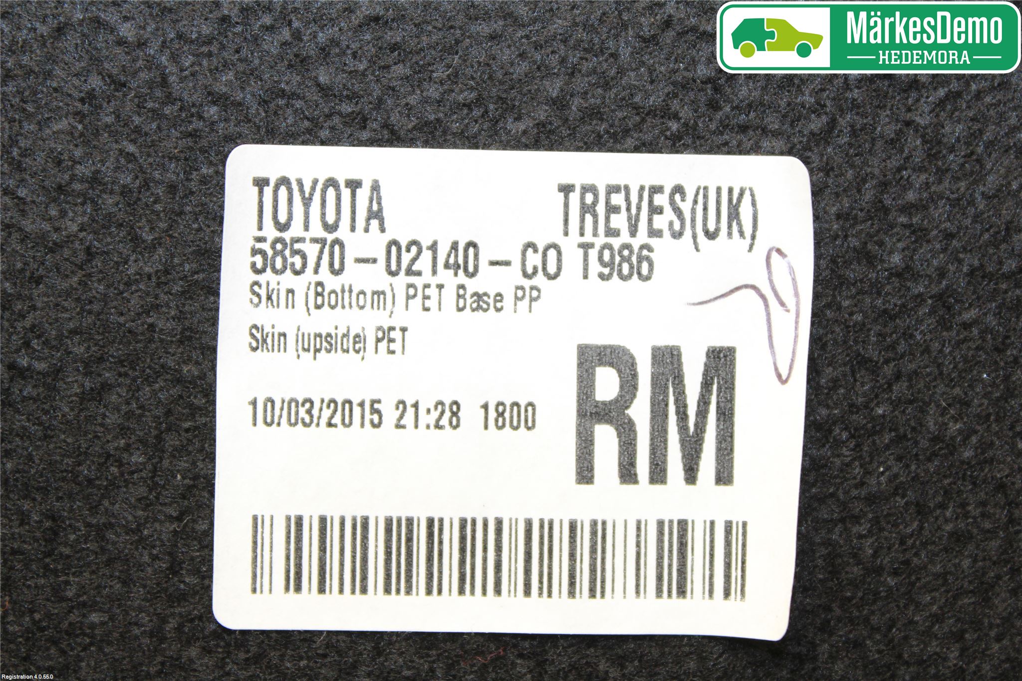 Toyota AURIS 13-19 Innr Bagasjeromkledsel