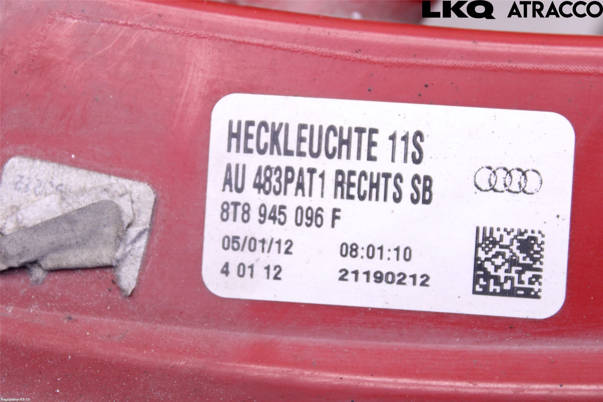 Audi A5 07-16 Baklykt Høyre