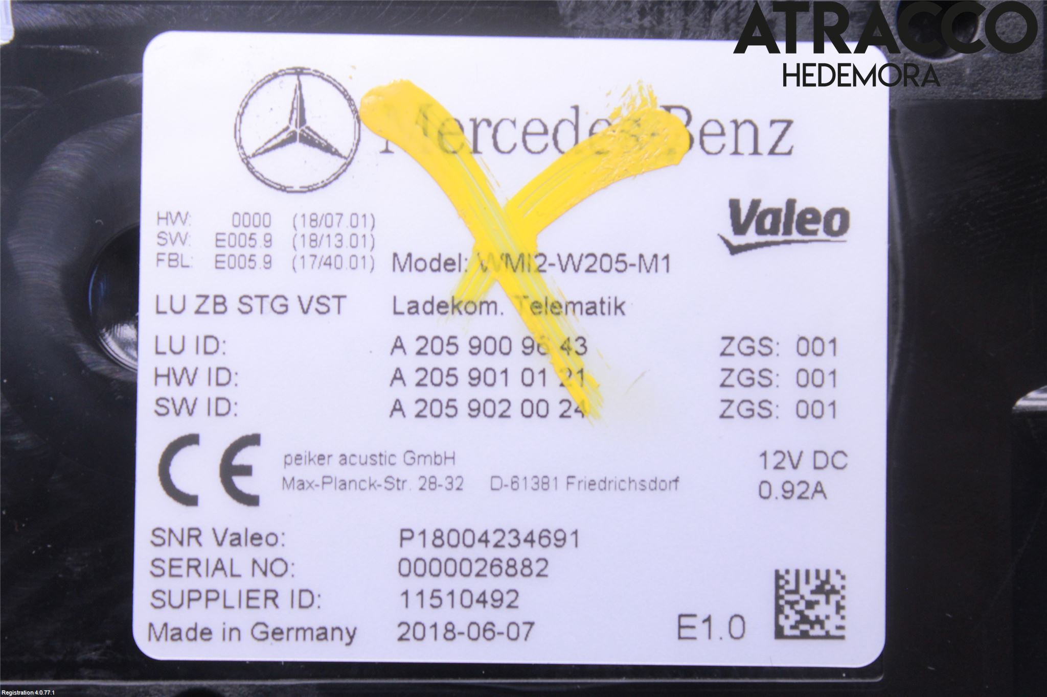 Mercedes-Benz MB C-KLASS (W205) 14-21 Styreenhet Øvrig
