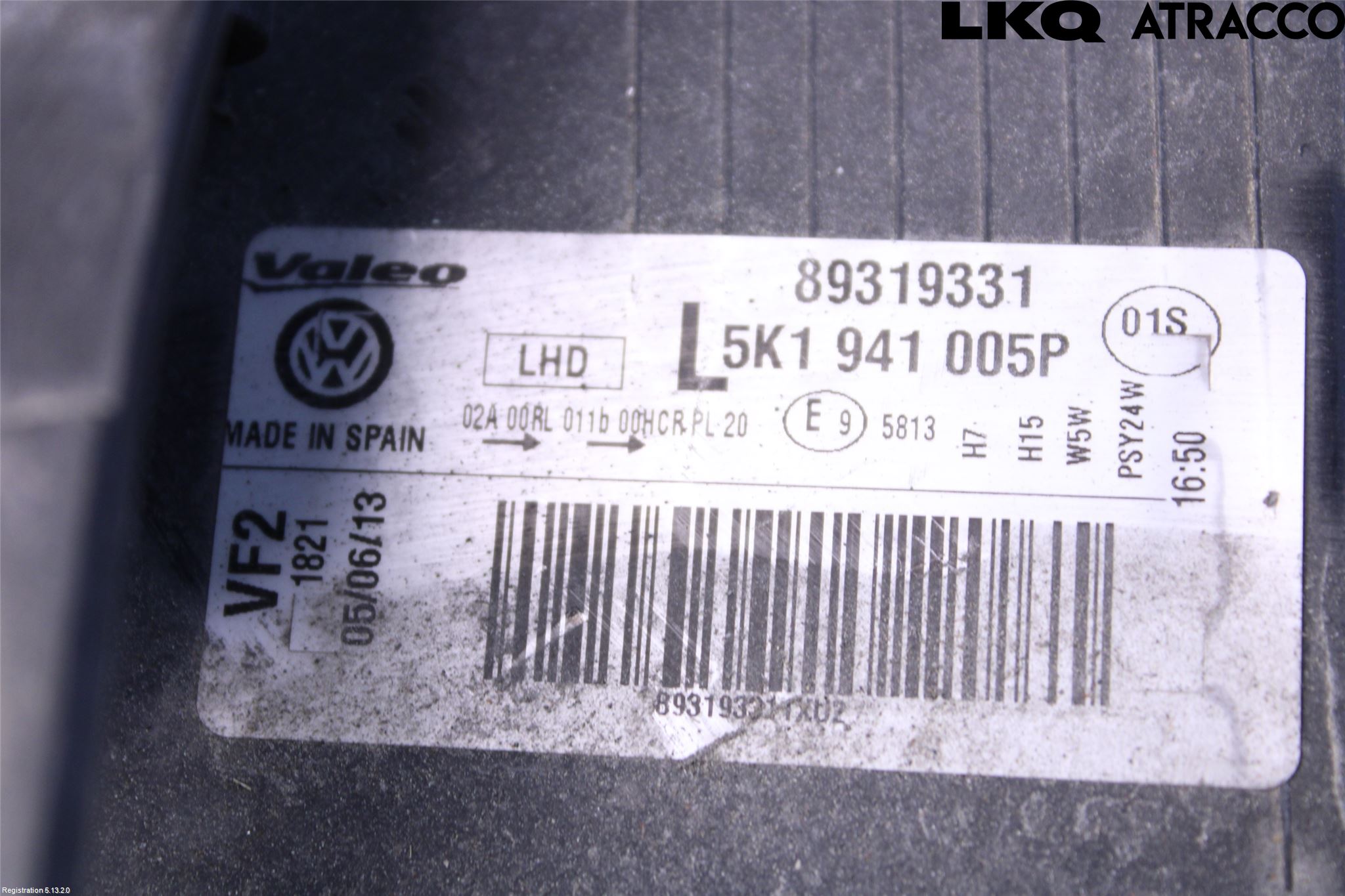 Volkswagen VW GOLF VI 09-13 Frontlykt Venstre