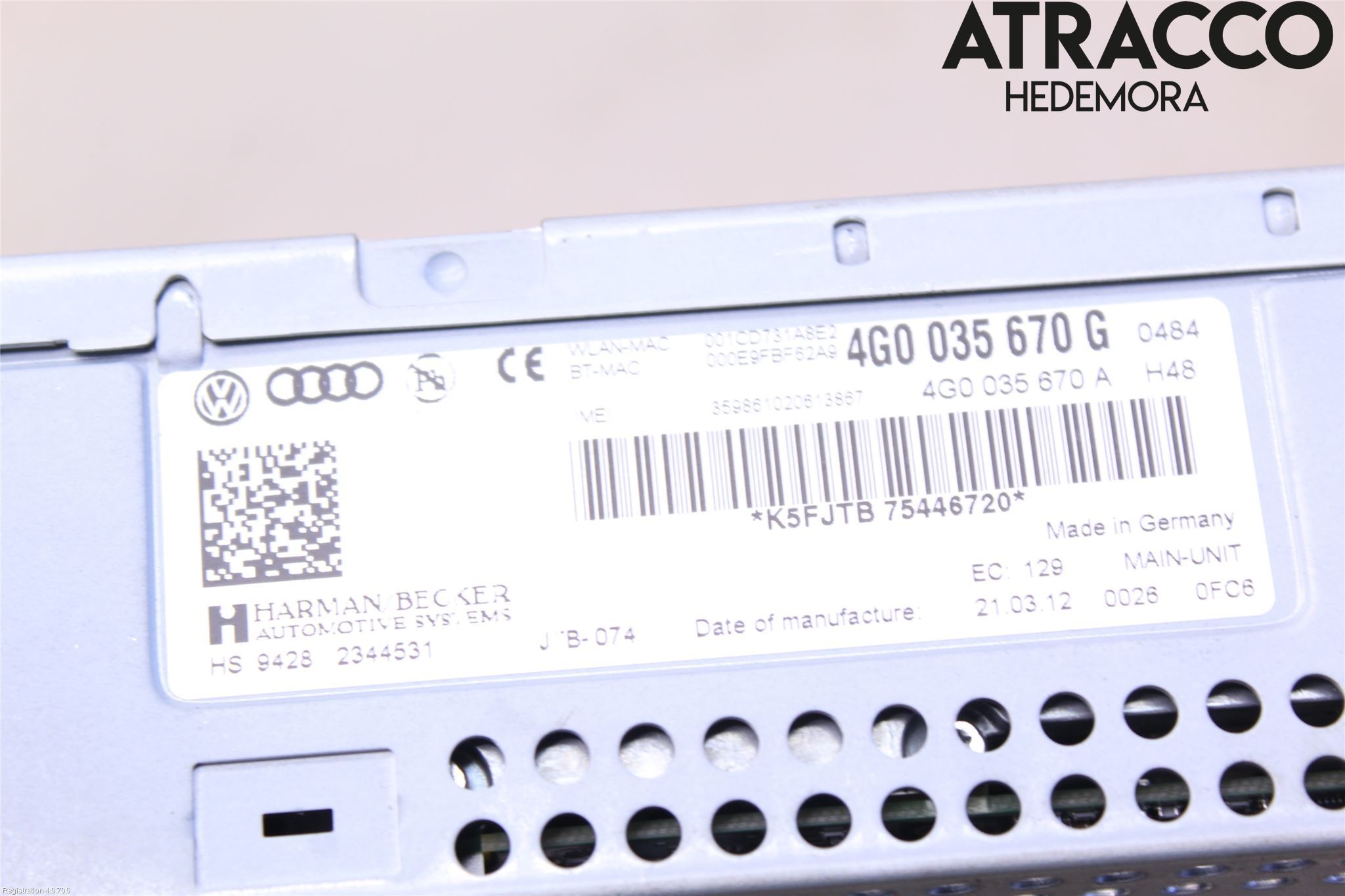 Audi A7/S7 4G 11-17 Stereo Radio Med Cd
