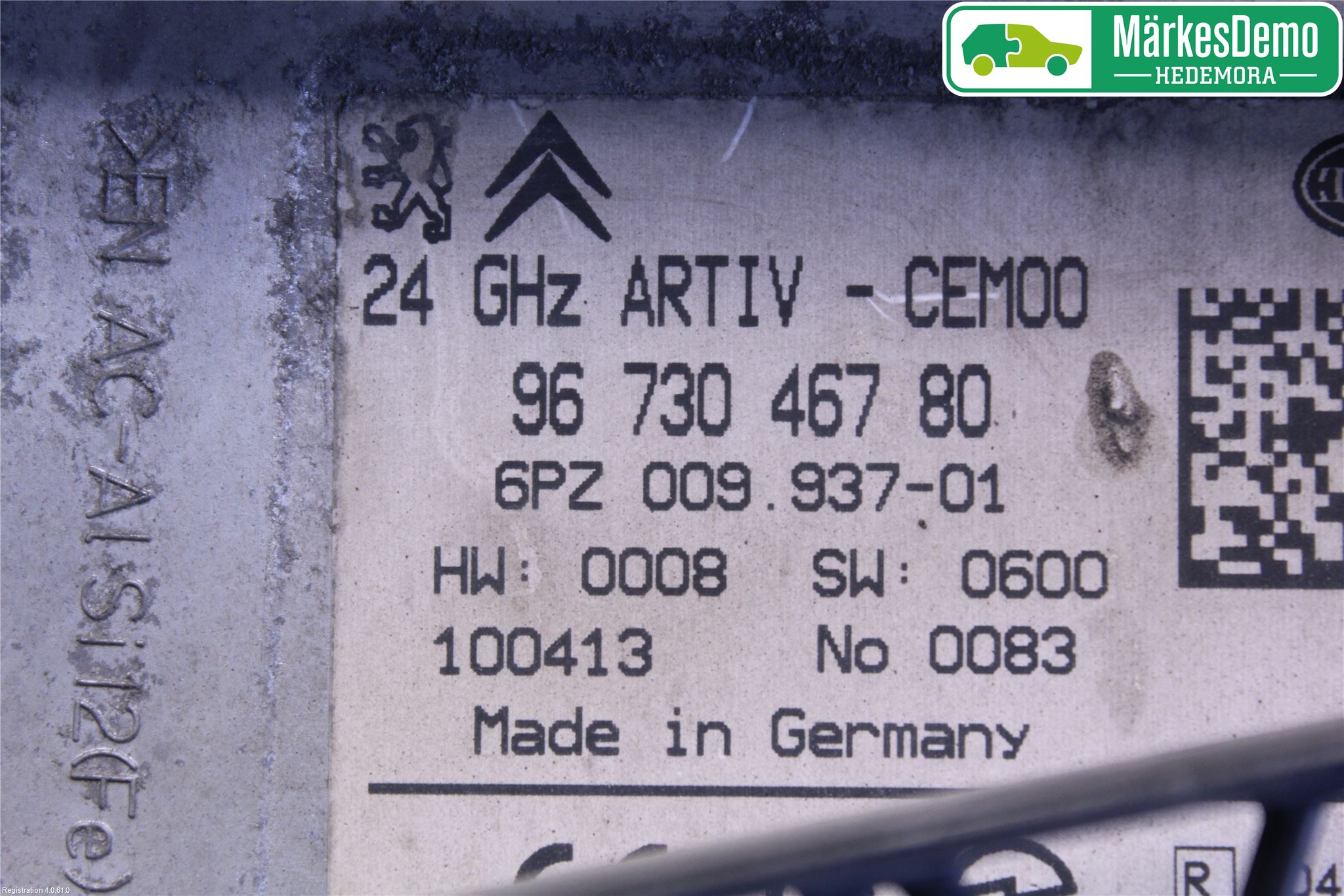 Peugeot 3008 09-16 Sensor Kollisjonsbeskyttelse