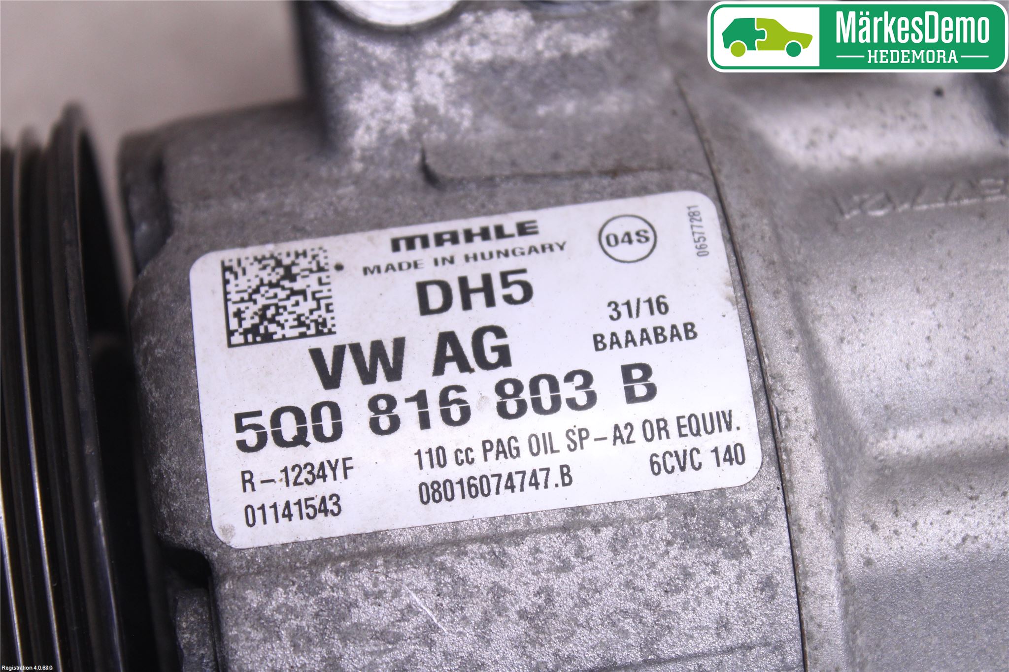 Volkswagen VW GOLF / E-GOLF VII 13-20 Varme Ac Kompressor