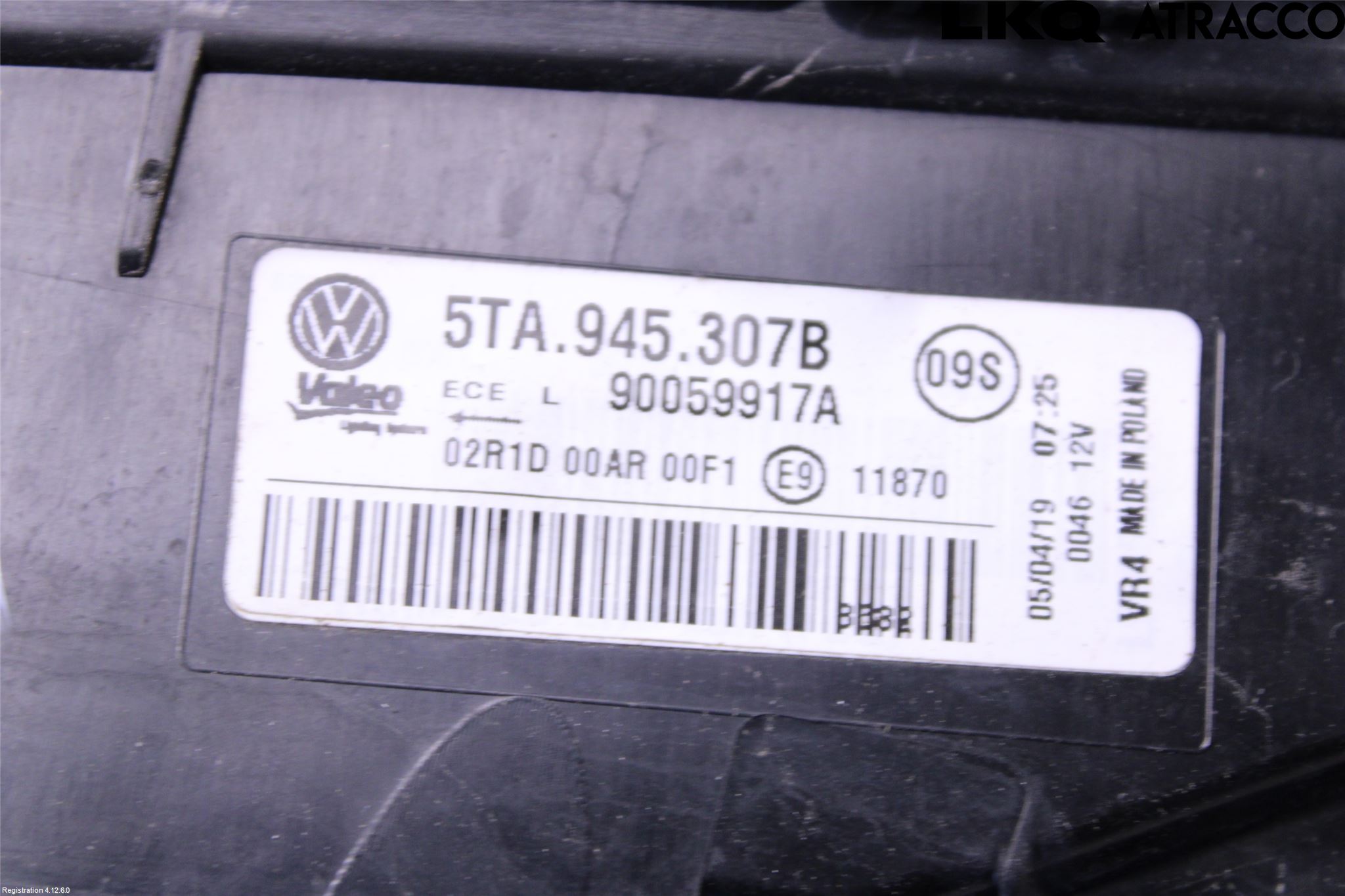 Volkswagen VW TOURAN 16- Baklykt Venstre  På Luke(Indre