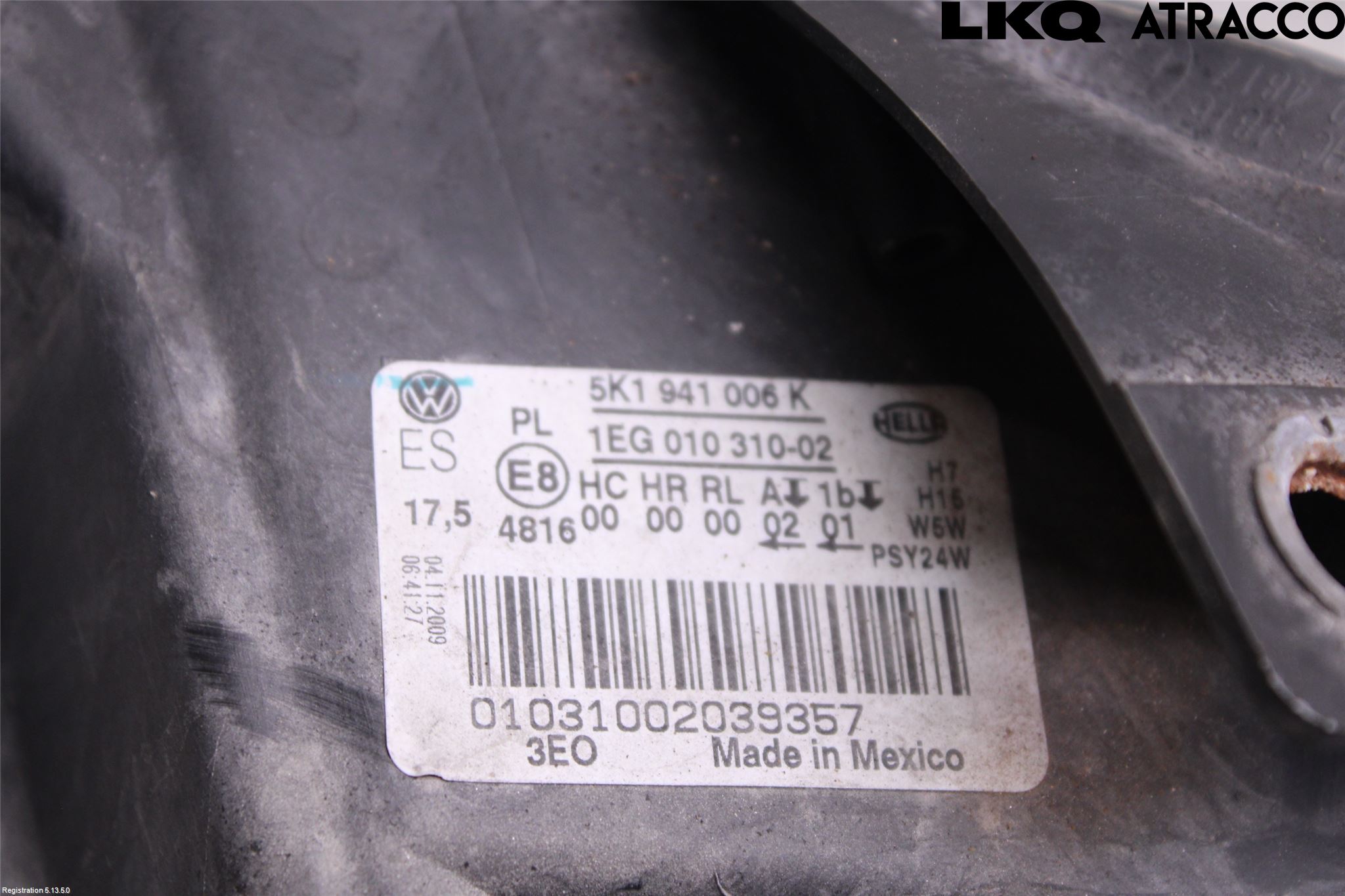 Volkswagen VW GOLF VI 09-13 Frontlykt Høyre