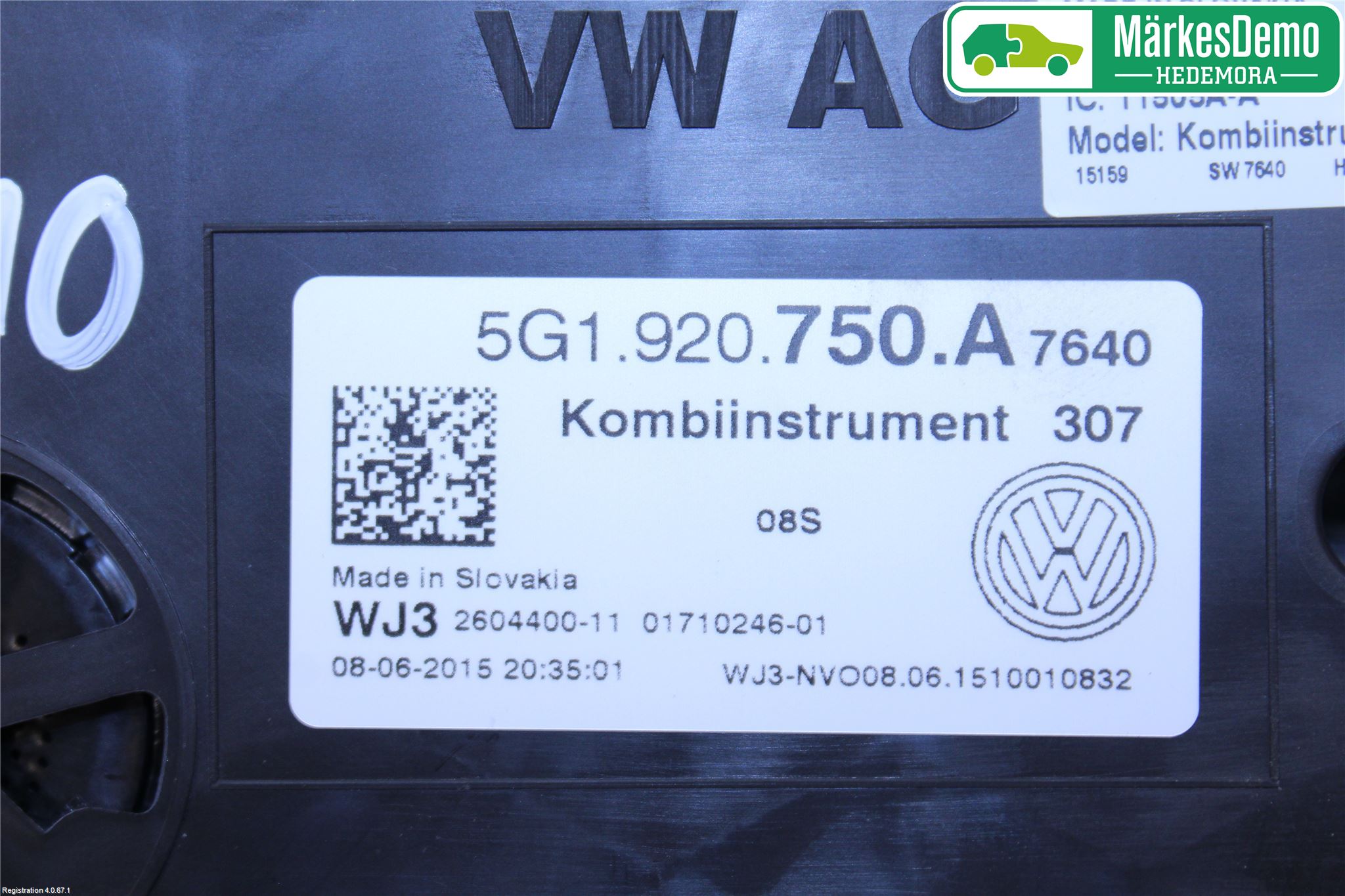 Volkswagen VW GOLF / E-GOLF VII 13-20 Instr Kombinert