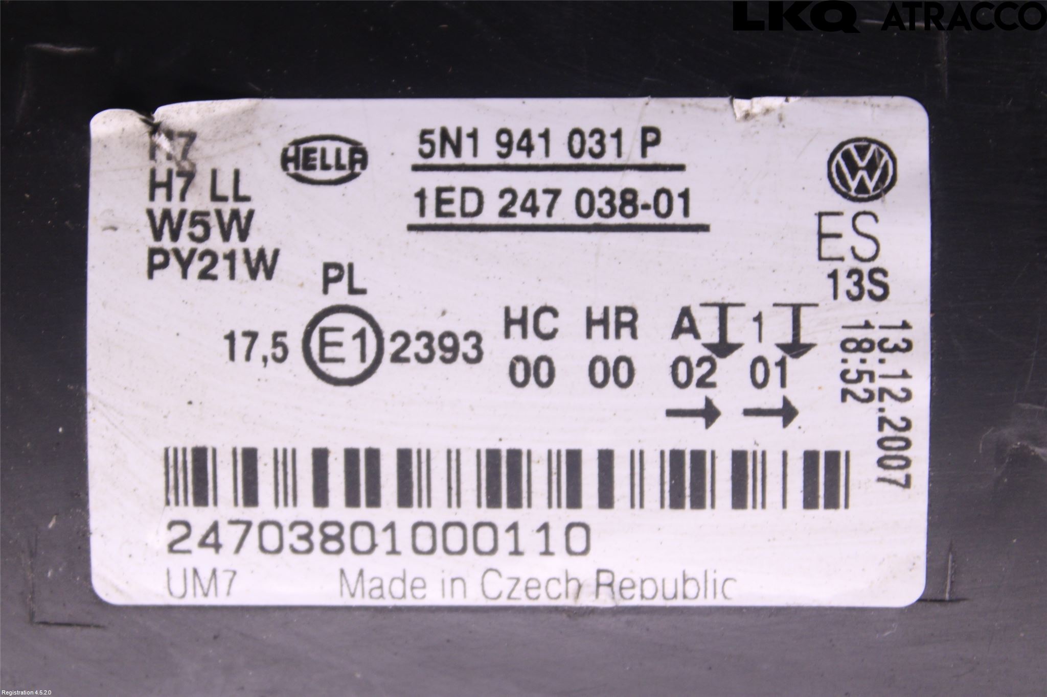 Volkswagen VW TIGUAN 07-16 Frontlykt Venstre