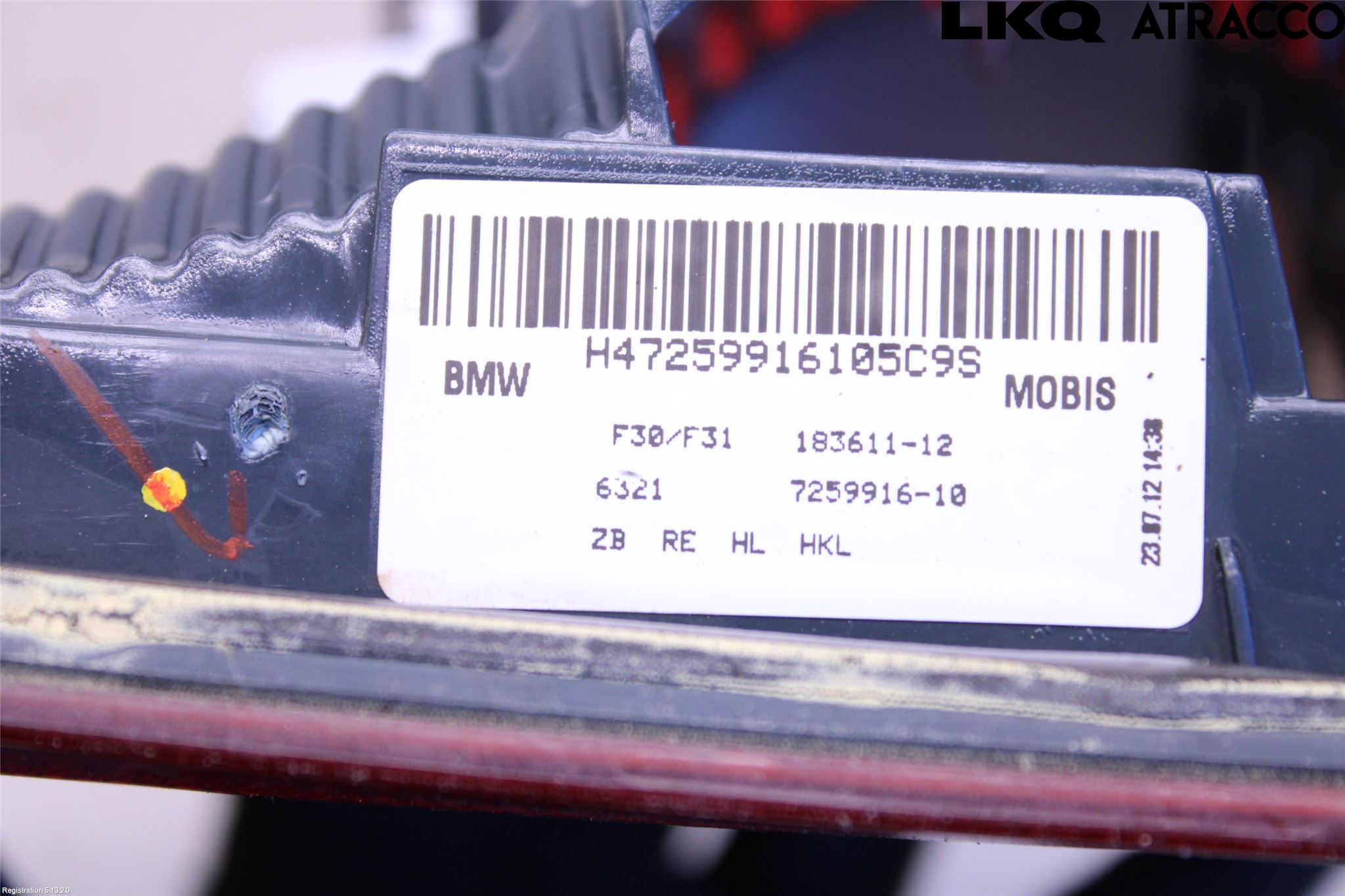 BMW 3 F30/F31/F80 12-19 Baklykt Høyre  På Luke(Indre)