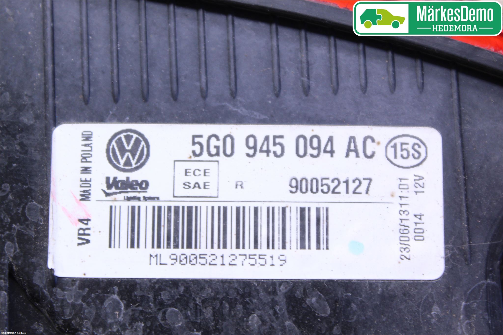 Volkswagen VW GOLF / E-GOLF VII 13-20 Baklykt Høyre  På Luke(Indre)