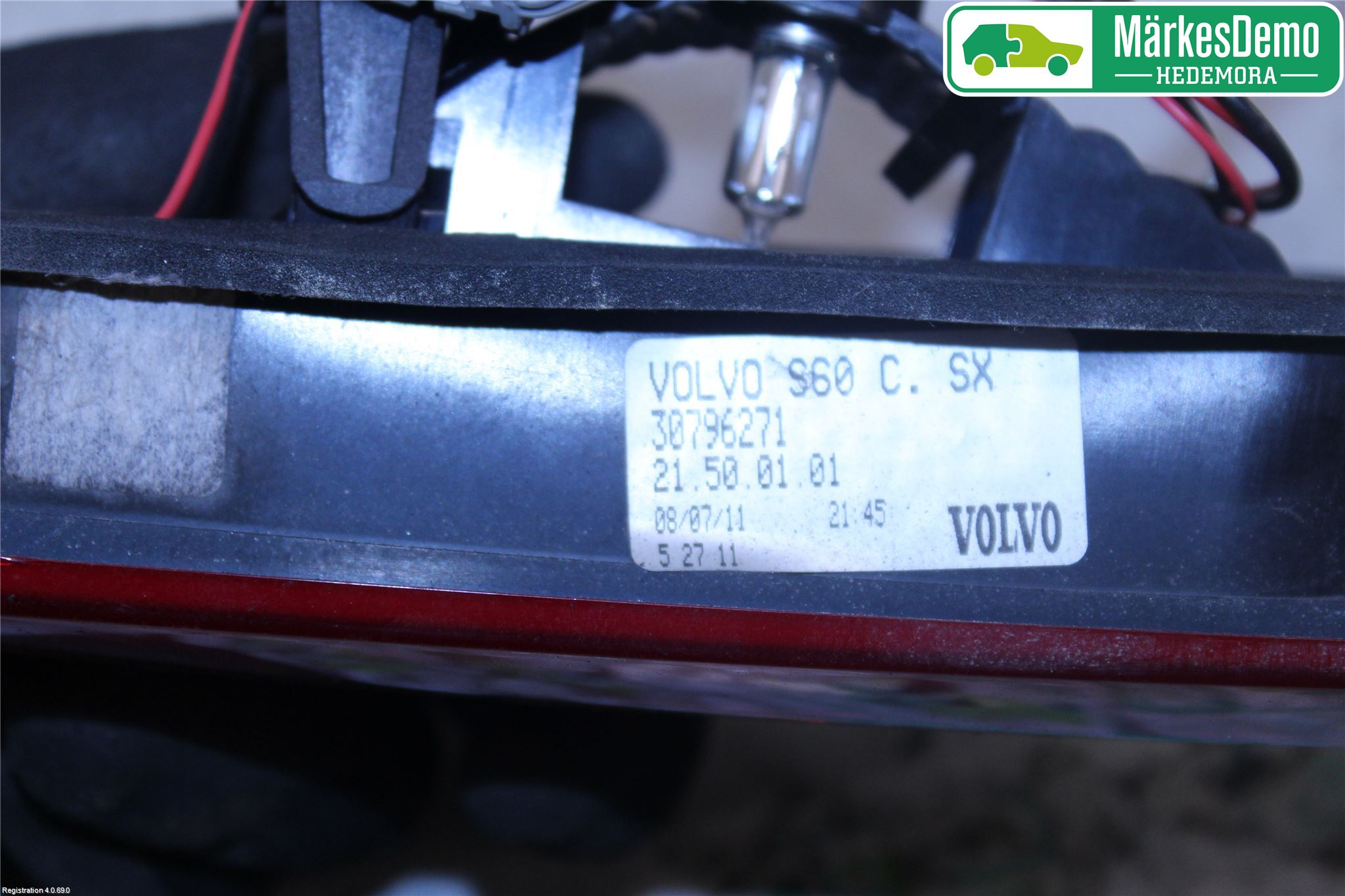 Volvo S60 11-13 Baklykt Venstre  På Luke(Indre