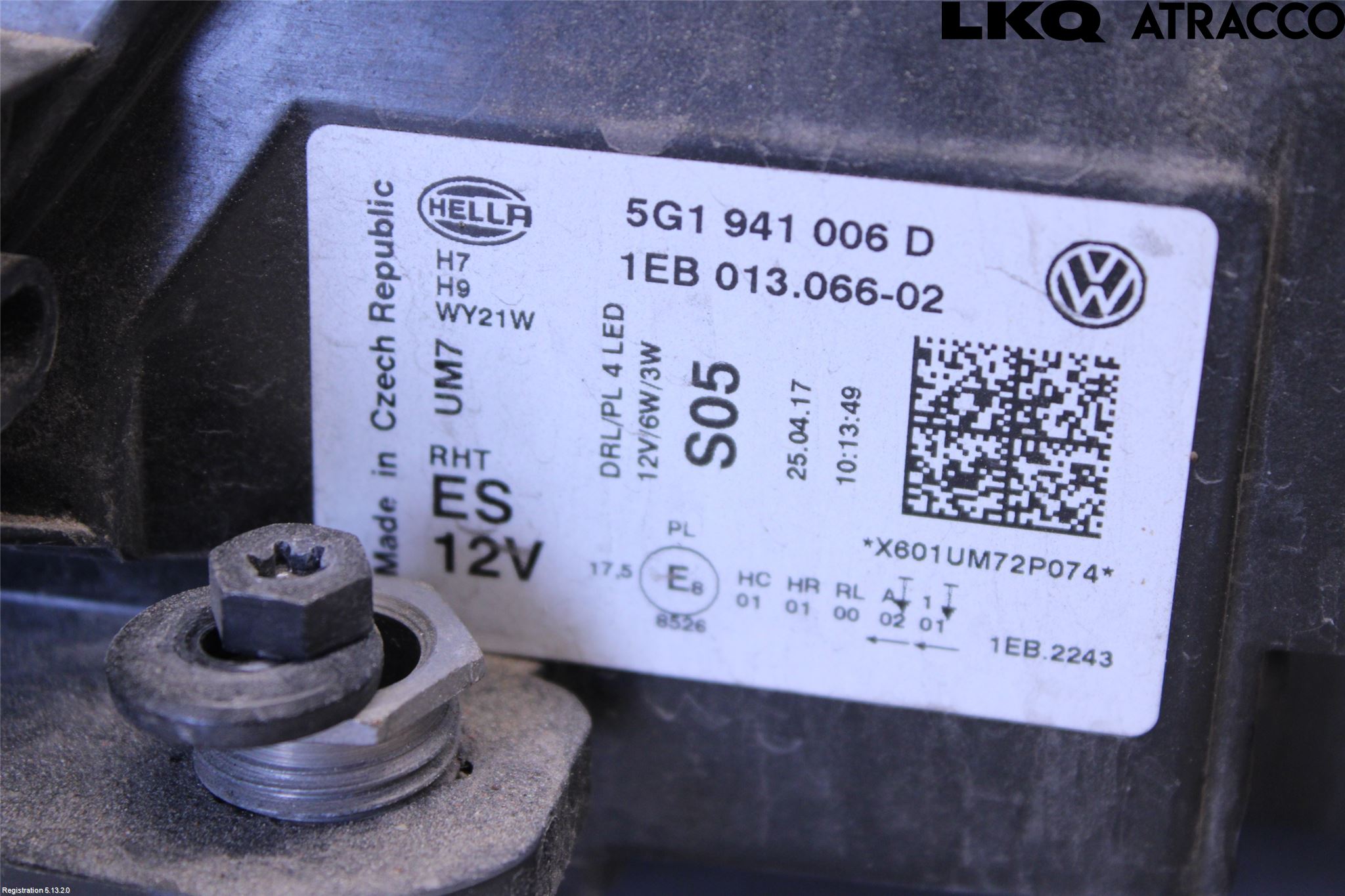 Volkswagen VW GOLF / E-GOLF VII 13-20 Frontlykt Høyre