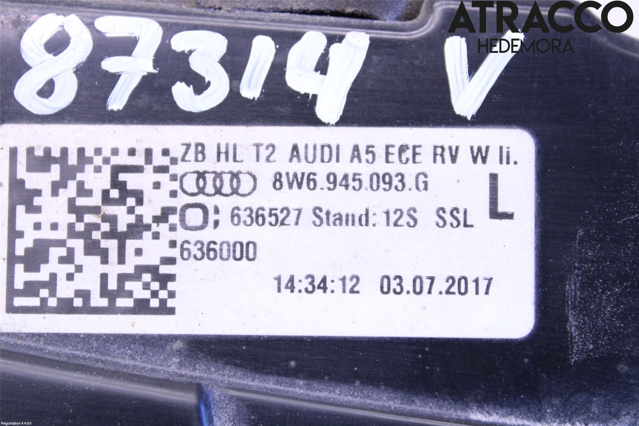 Audi A5 17- Baklykt Venstre  På Luke(Indre