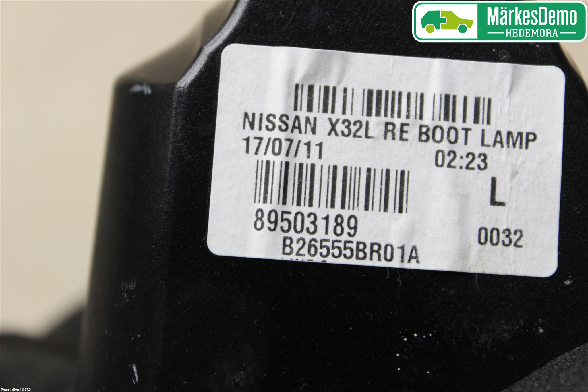 Nissan QASHQAI 10-14 Baklykt Venstre  På Luke(Indre