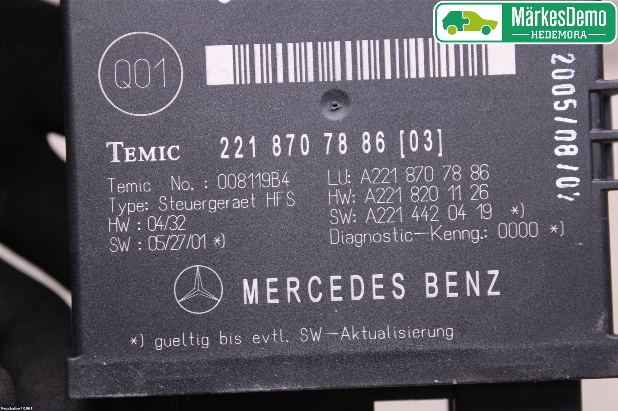 Mercedes-Benz MB S-KLASS (W221) 05-13 Styreenhet Bakluke
