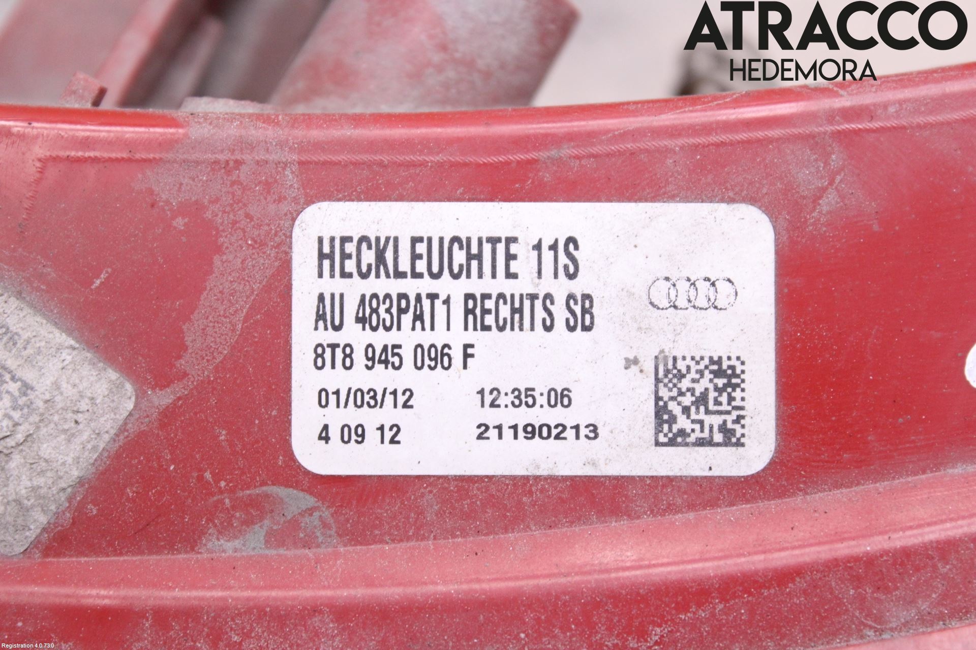 Audi A5 07-16 Baklykt Høyre