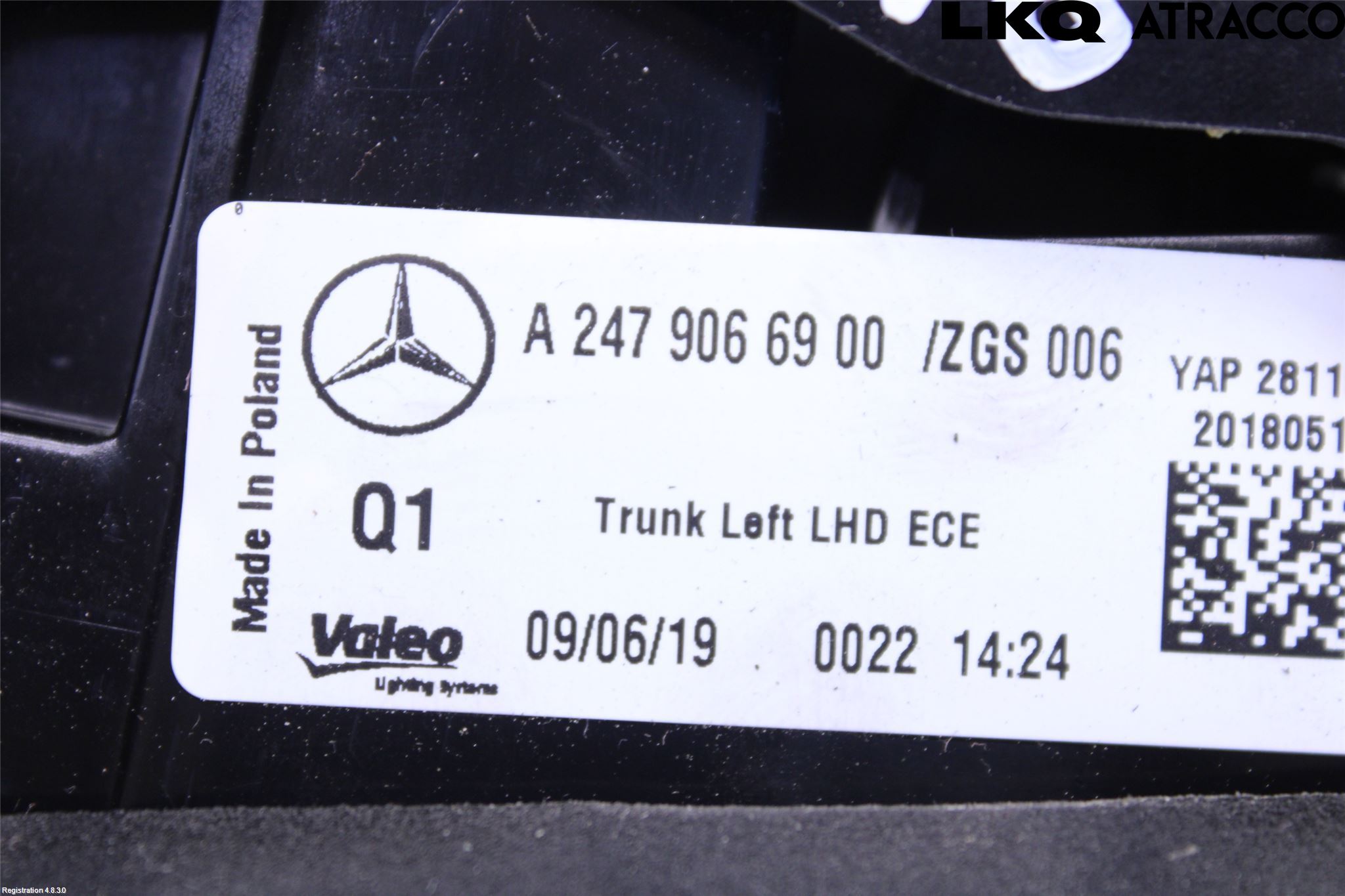 Mercedes-Benz MB B-KLASS (W247) 19- Baklykt Venstre  På Luke(Indre