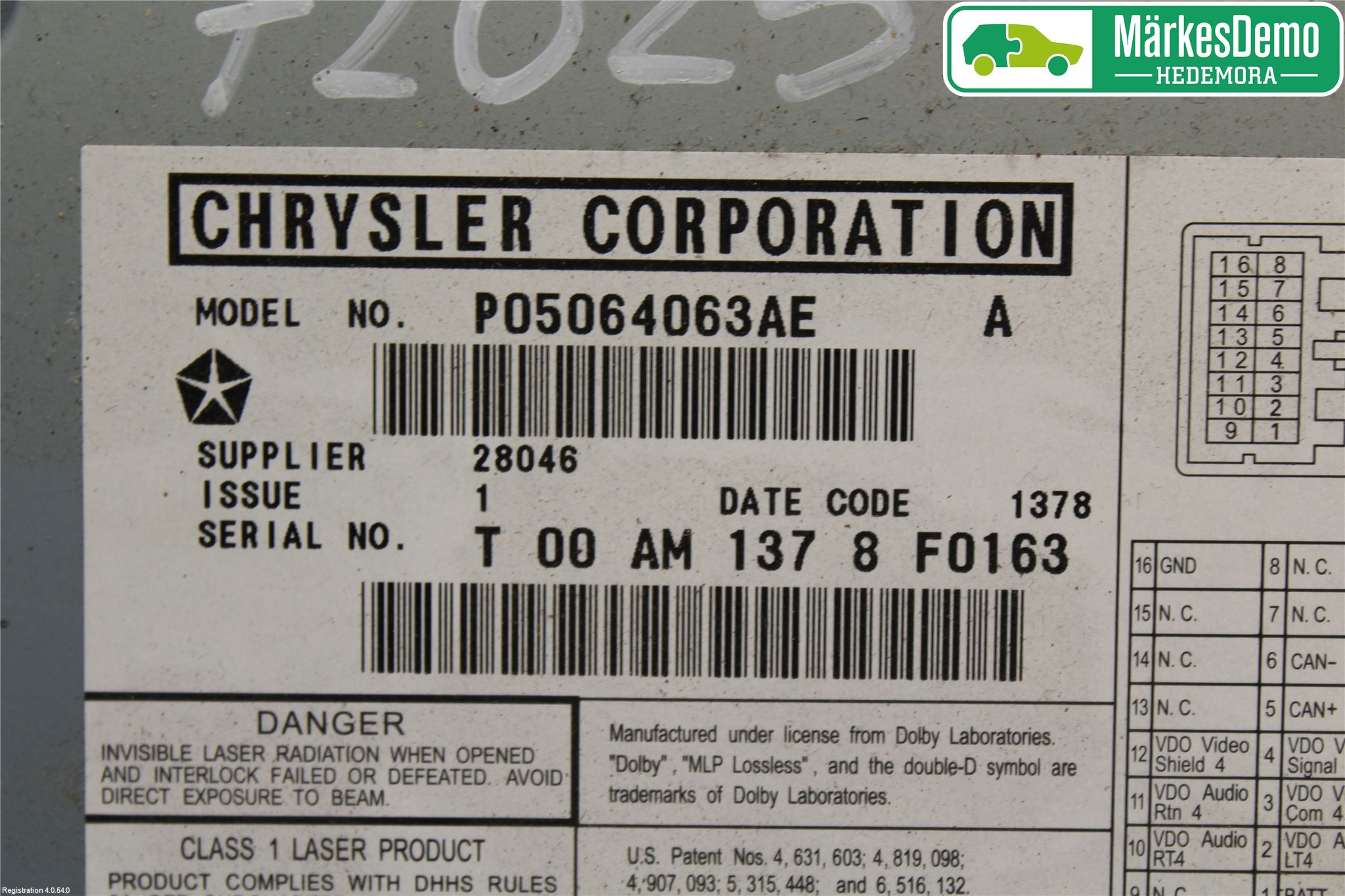Chevrolet CHR VOYAGER 08-10 Stereo Dvd Spiller