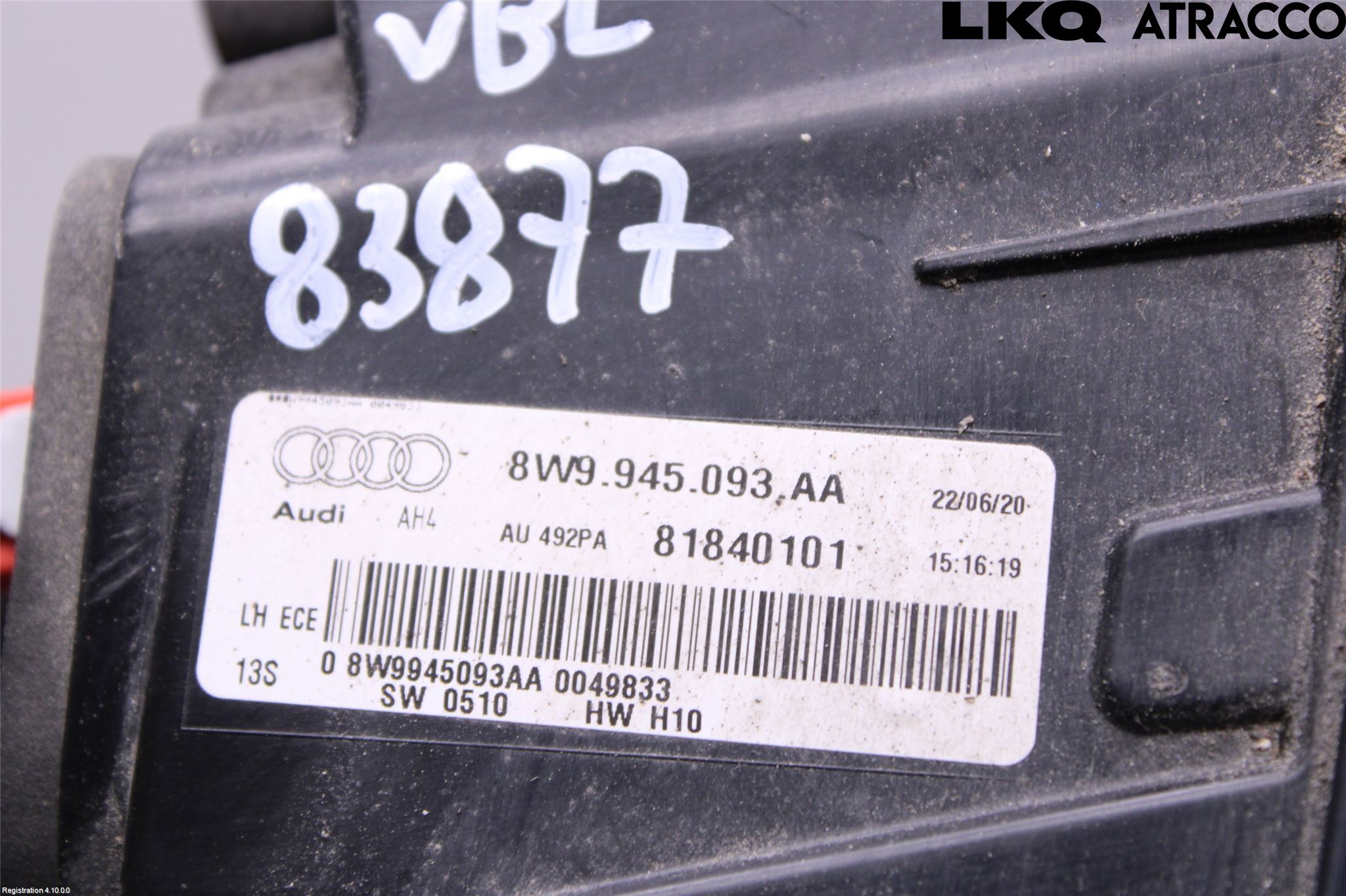 Audi A4/S4 B9 20- Baklykt Venstre  På Luke(Indre