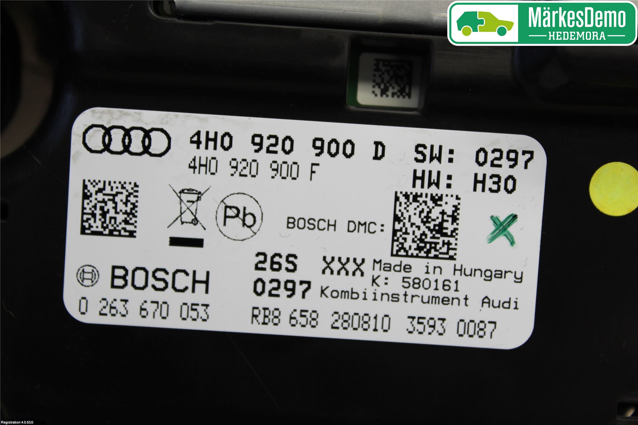 Audi A8/S8 4H 10-17 Instr Kombinert