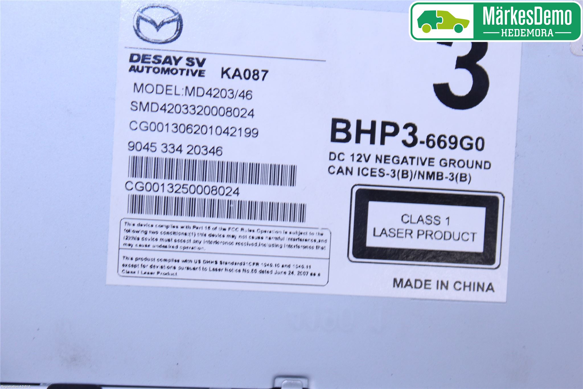 Mazda 3 III 14-19 Stereo Radio Med Cd
