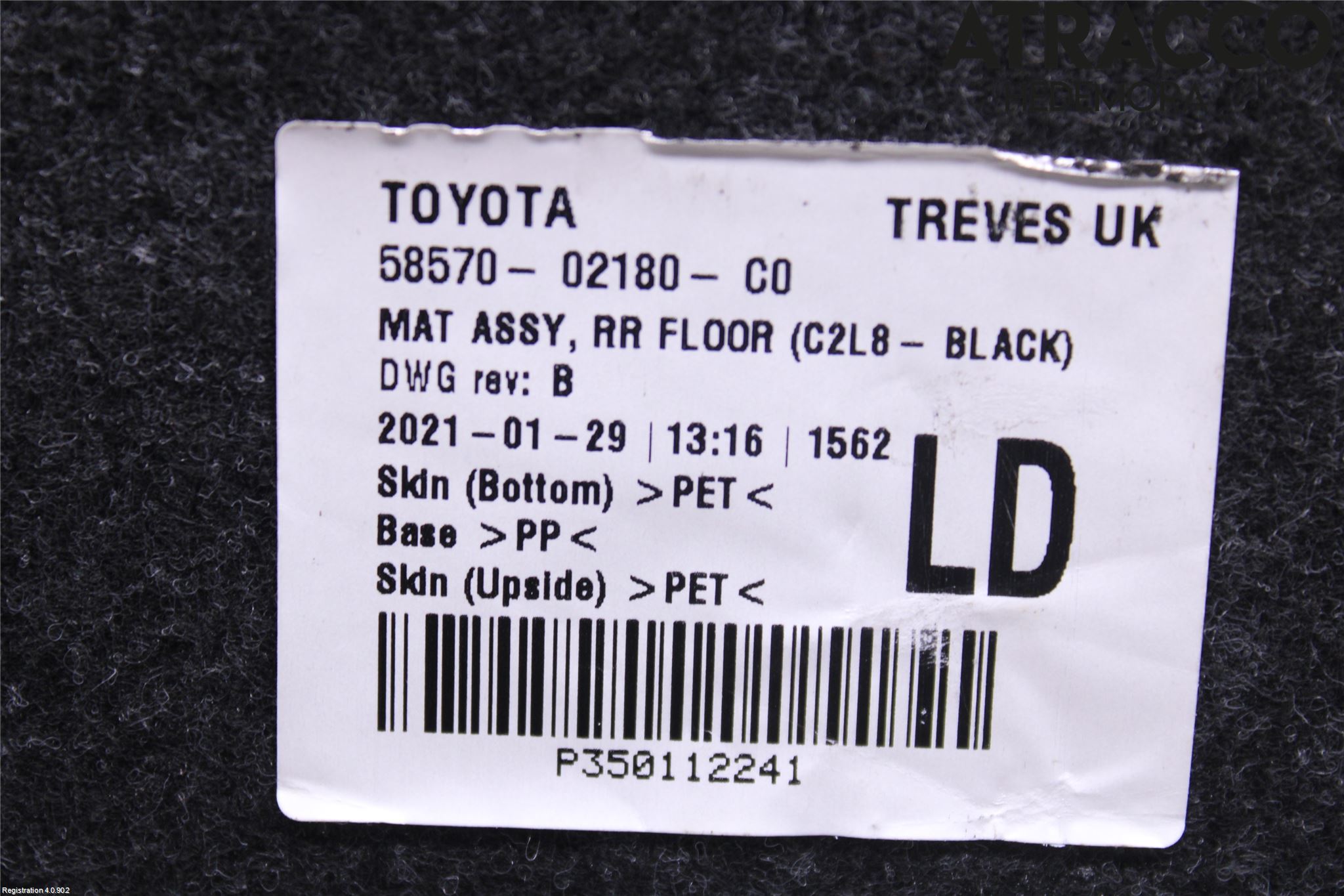 Toyota COROLLA 19- Innr Bagasjeromkledsel