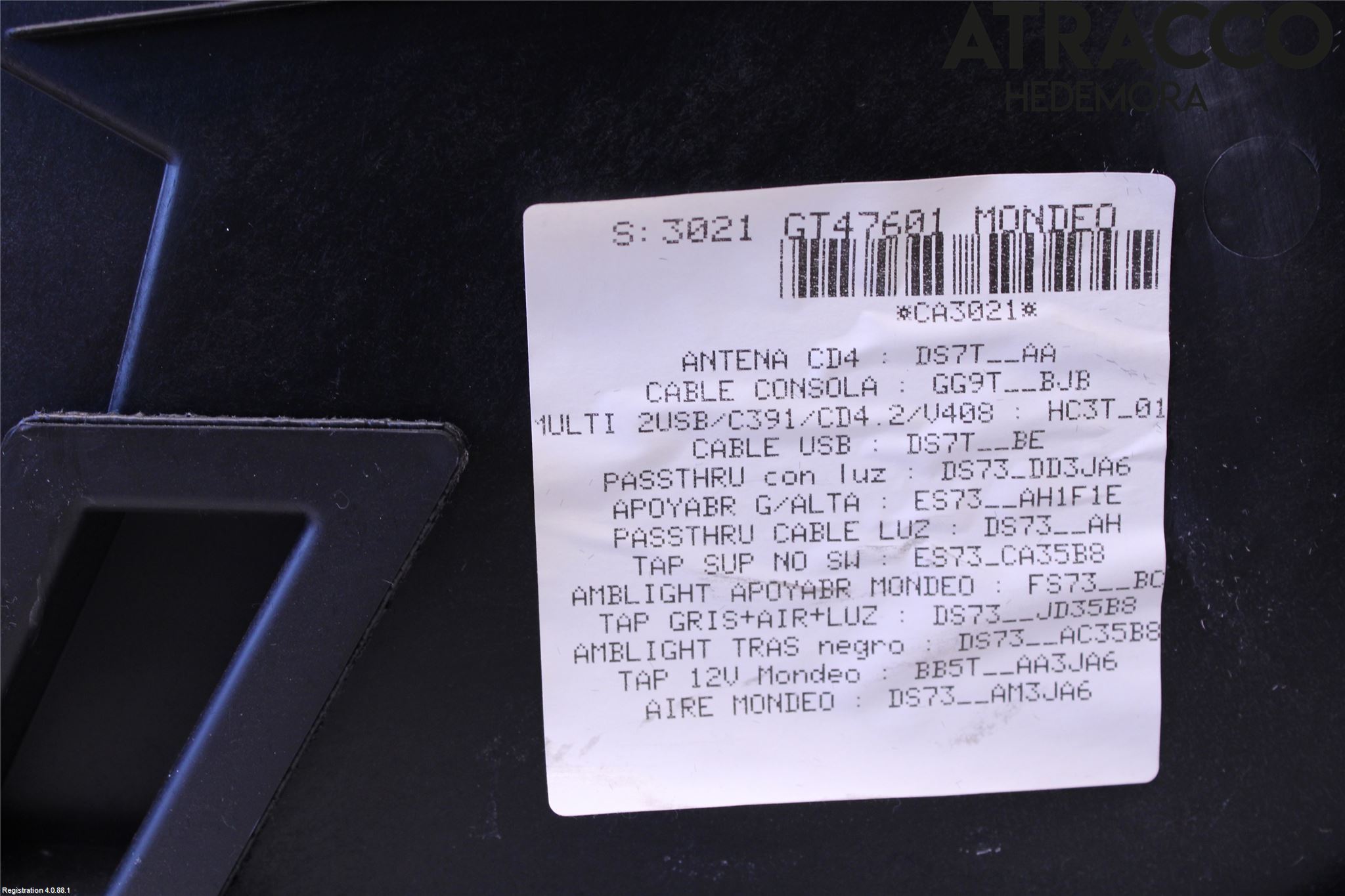 Ford MONDEO 15-22 Innr Konsoll-Lomme