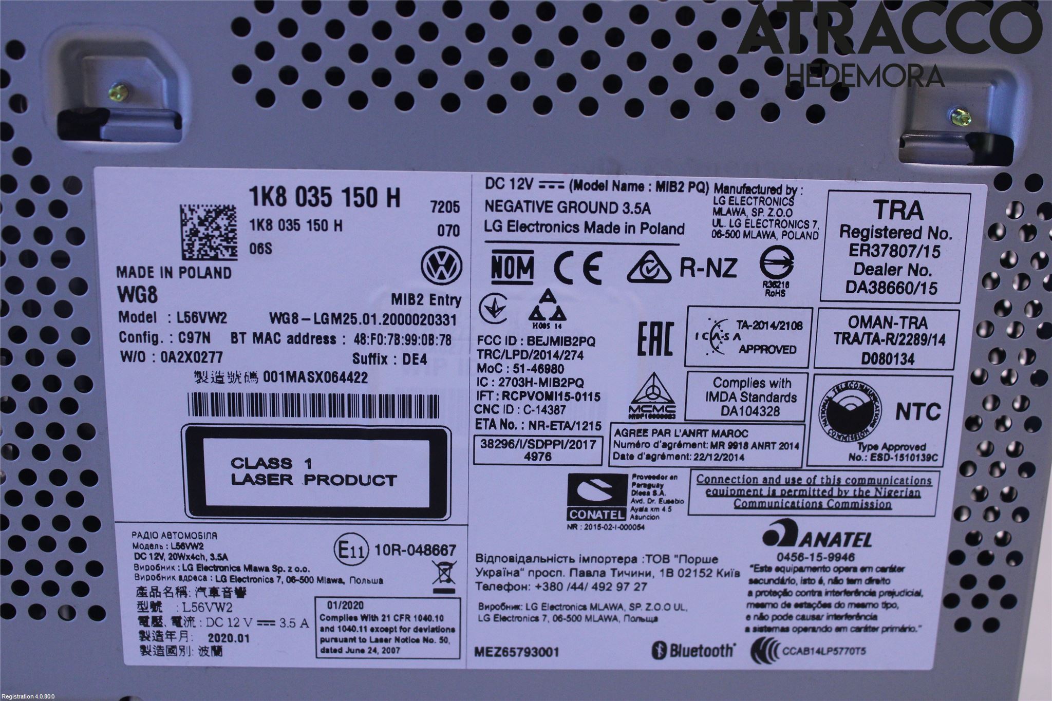 Volkswagen VW CADDY 16-20 Stereo Radio Med Cd