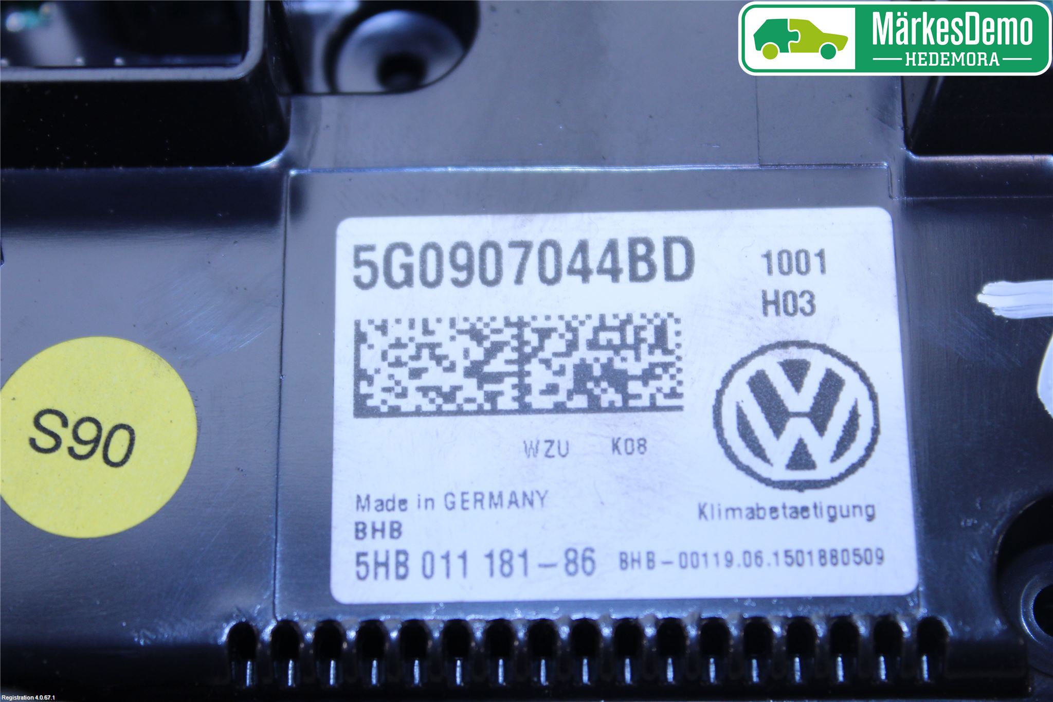 Volkswagen VW GOLF / E-GOLF VII 13-20 Varme Ac Betjening-Display