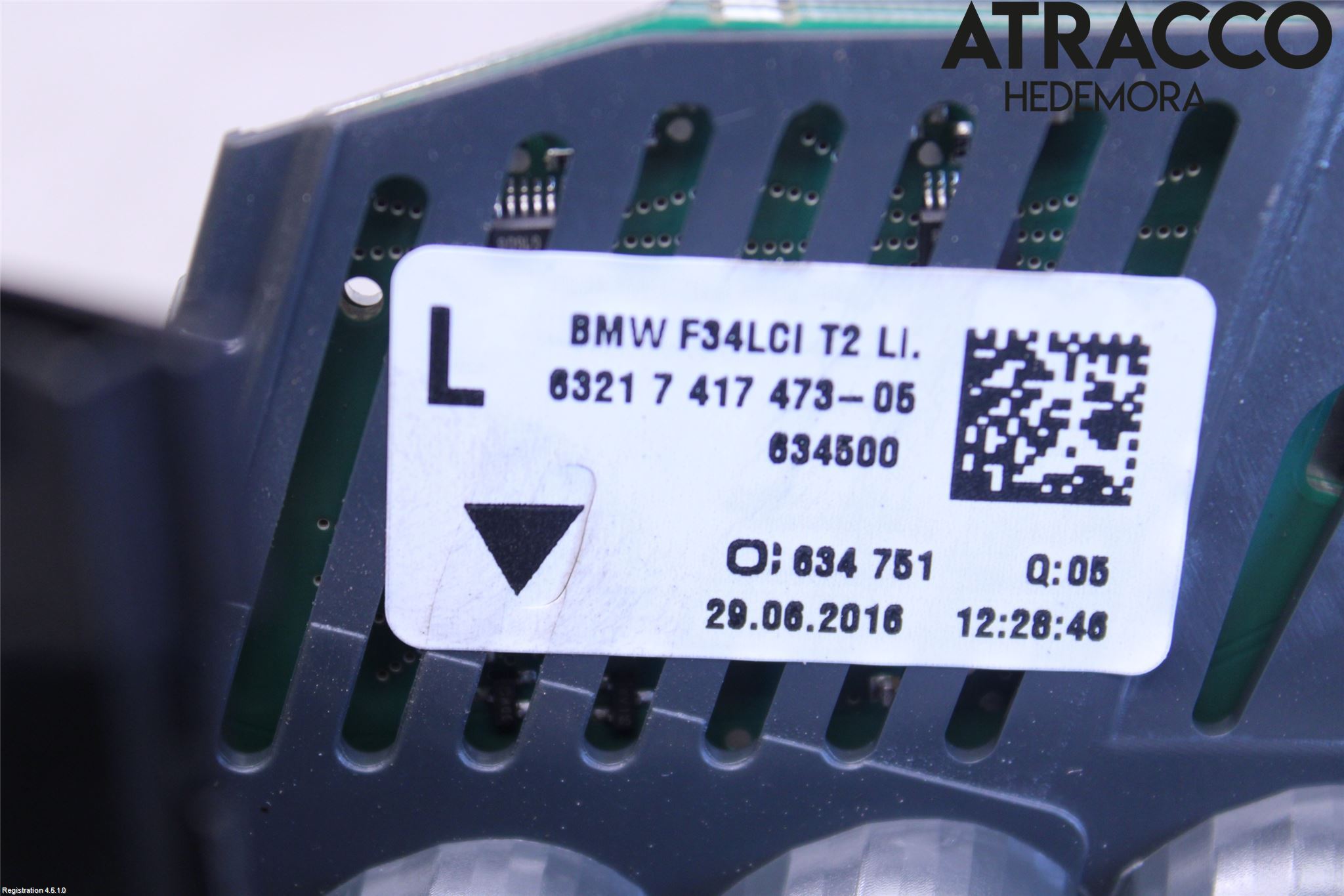 BMW 3 F30/F31/F80 12-19 Baklykt Venstre  På Luke(Indre