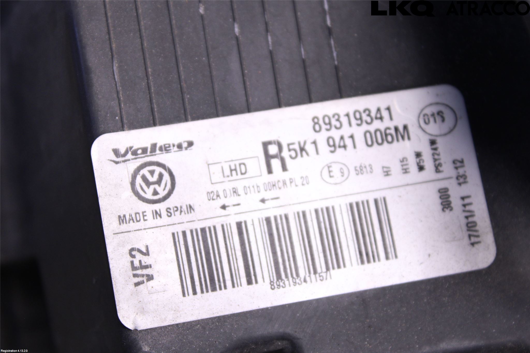 Volkswagen VW GOLF VI 09-13 Frontlykt Høyre