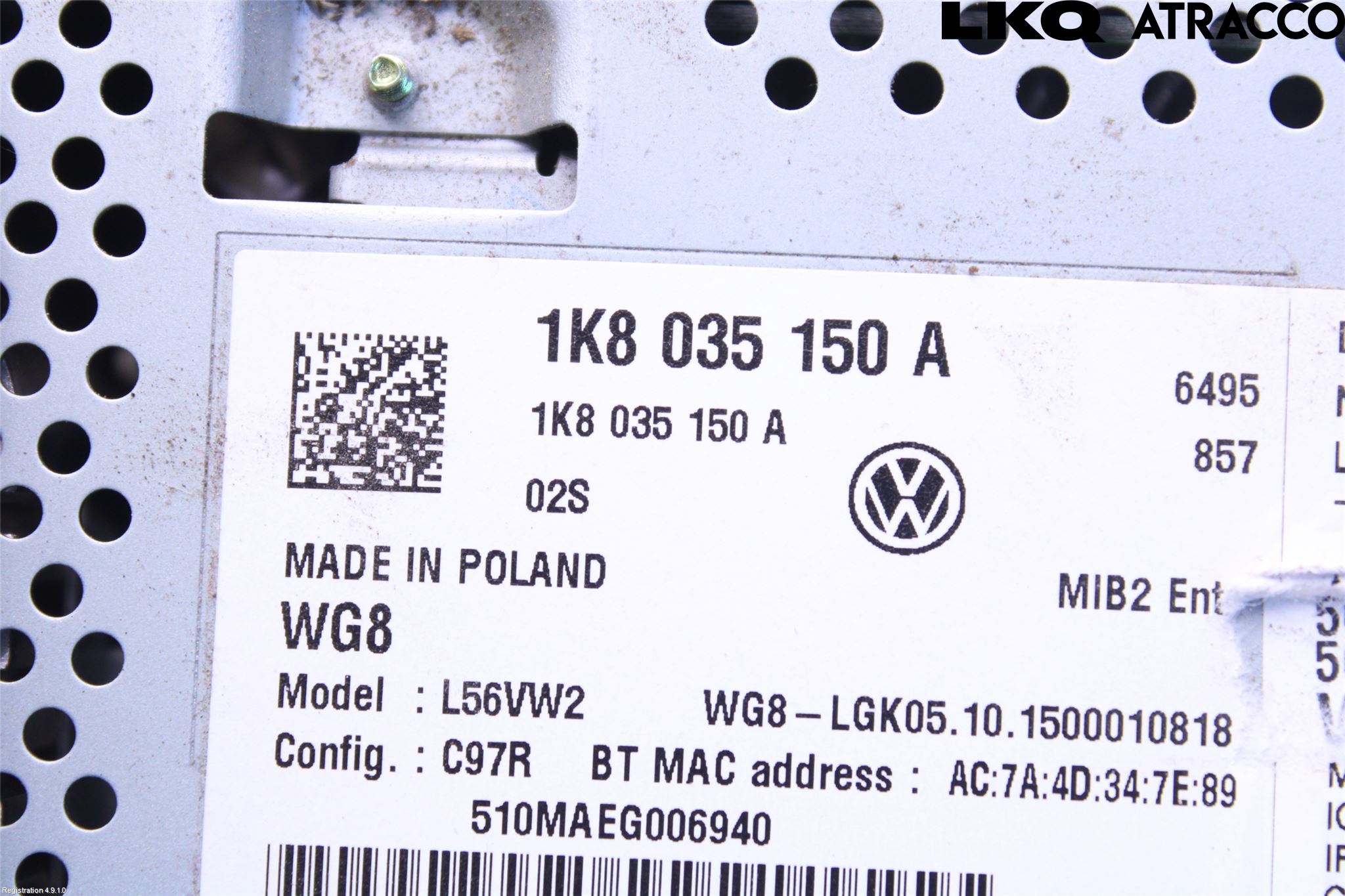 Volkswagen VW CADDY 16-20 Stereo Radio Med Cd