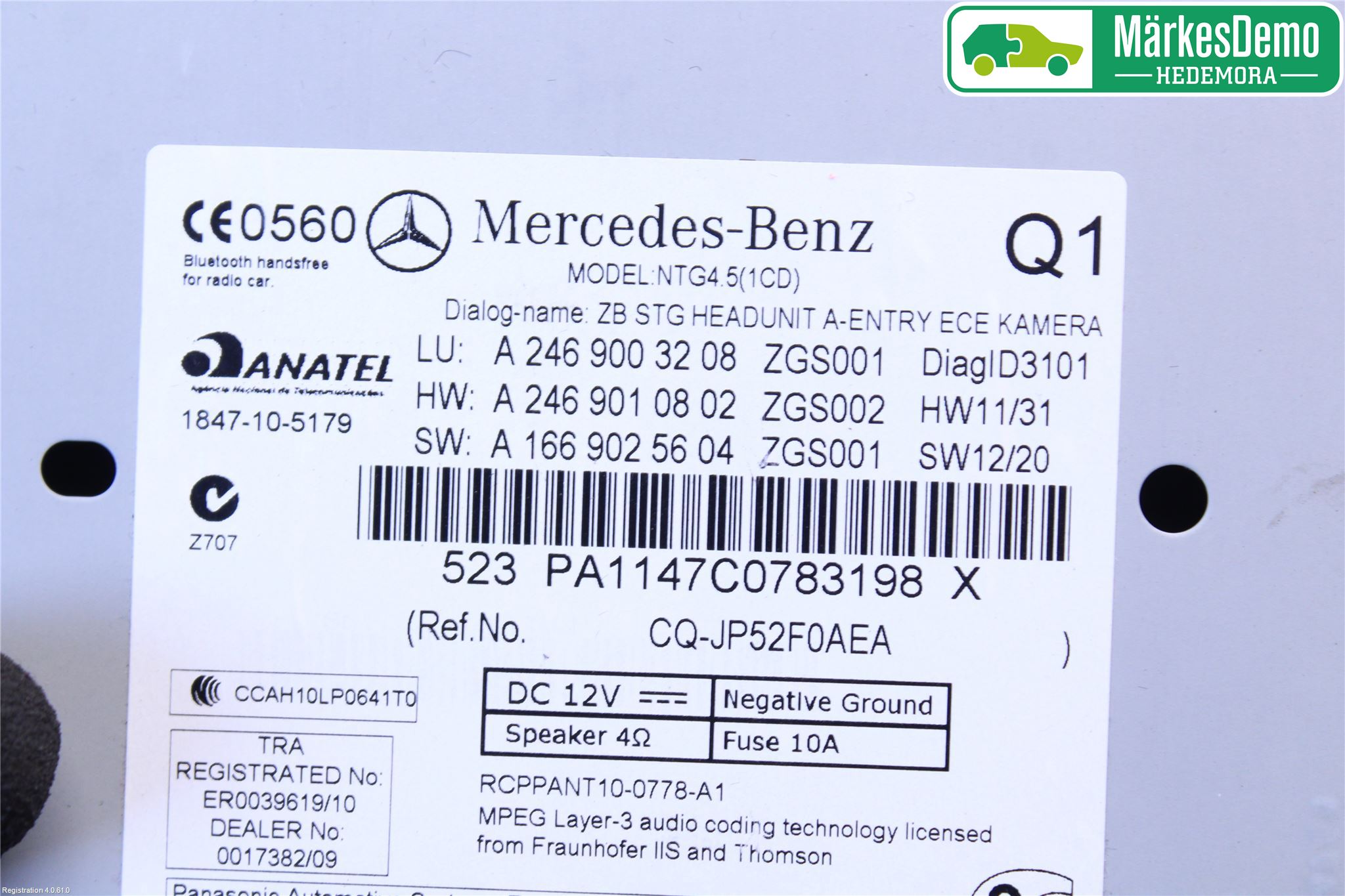 Mercedes-Benz MB A-KLASS (W176) 13-18 Stereo Radio Med Cd
