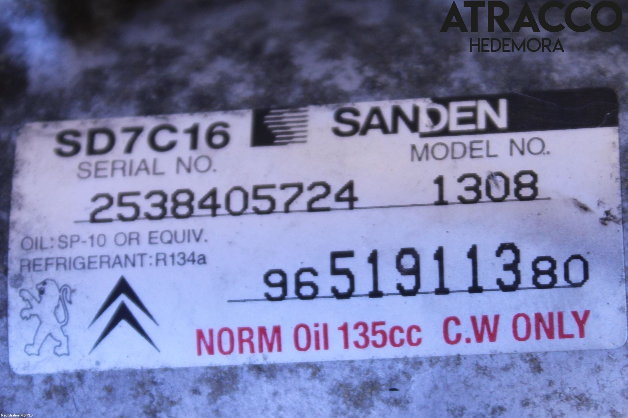 Citroen C4 GRAND PICASSO 07-13 Varme Ac Kompressor