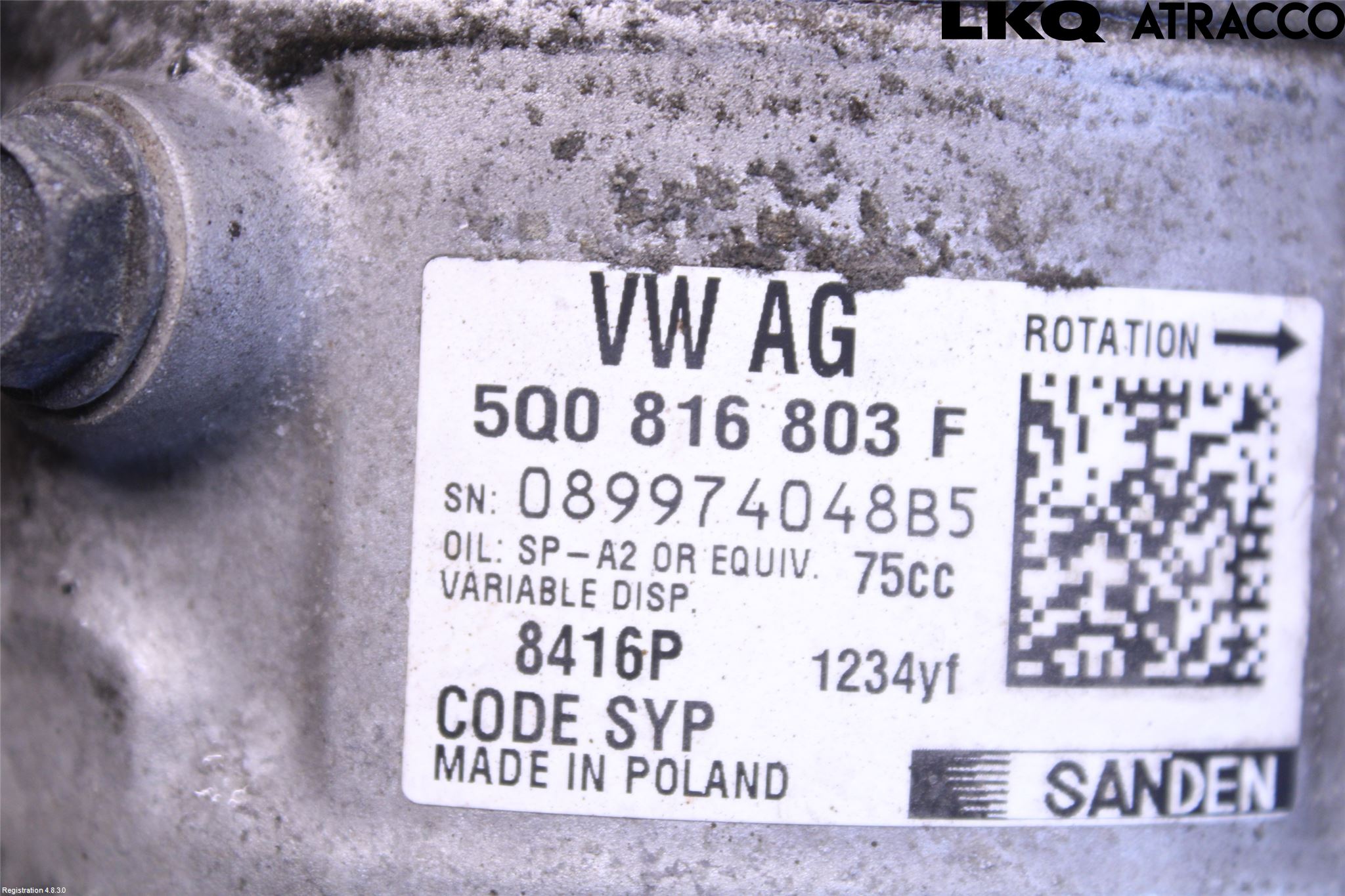 Volkswagen VW GOLF / E-GOLF VII 13-20 Varme Ac Kompressor