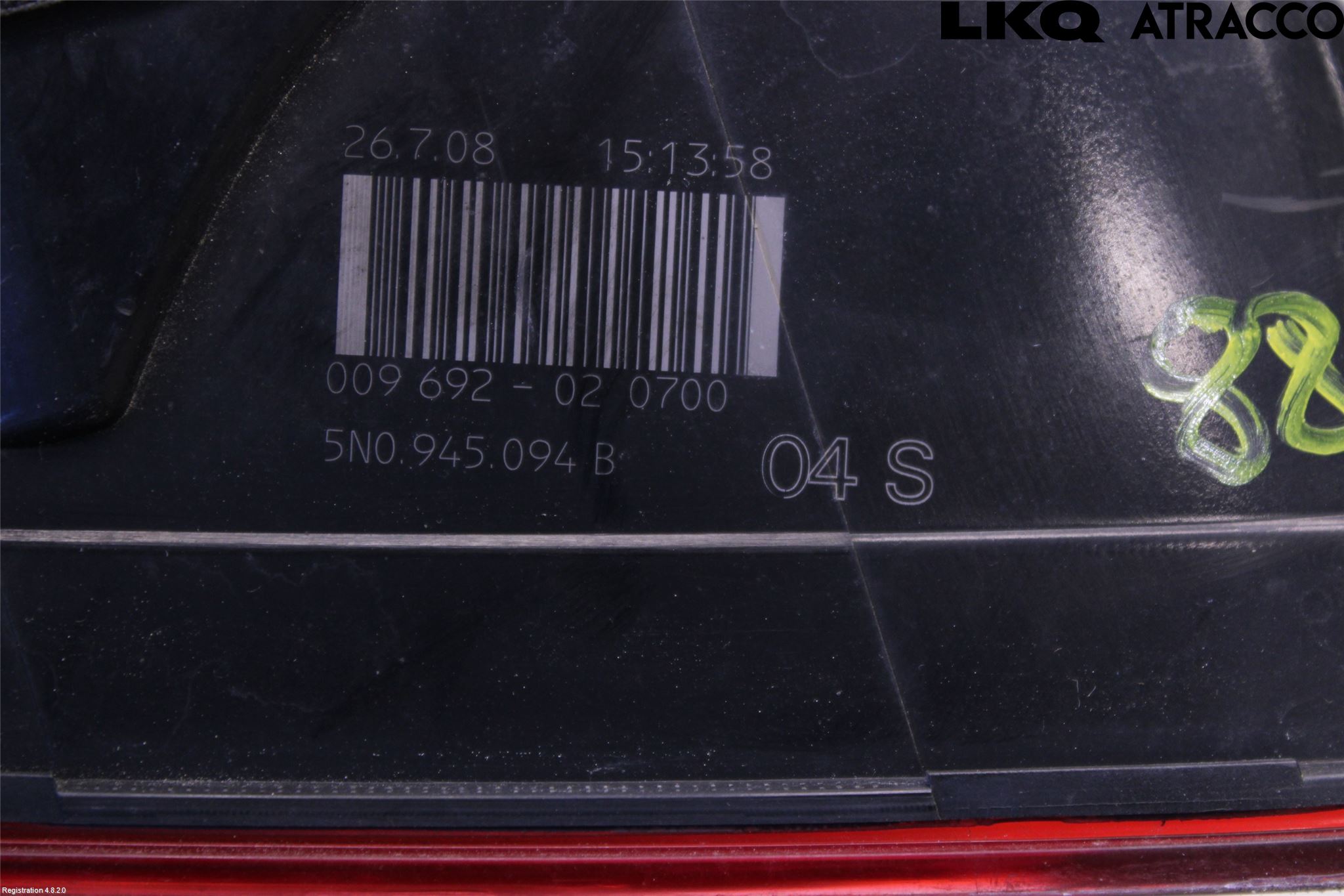 Volkswagen VW TIGUAN 07-16 Baklykt Høyre  På Luke(Indre)