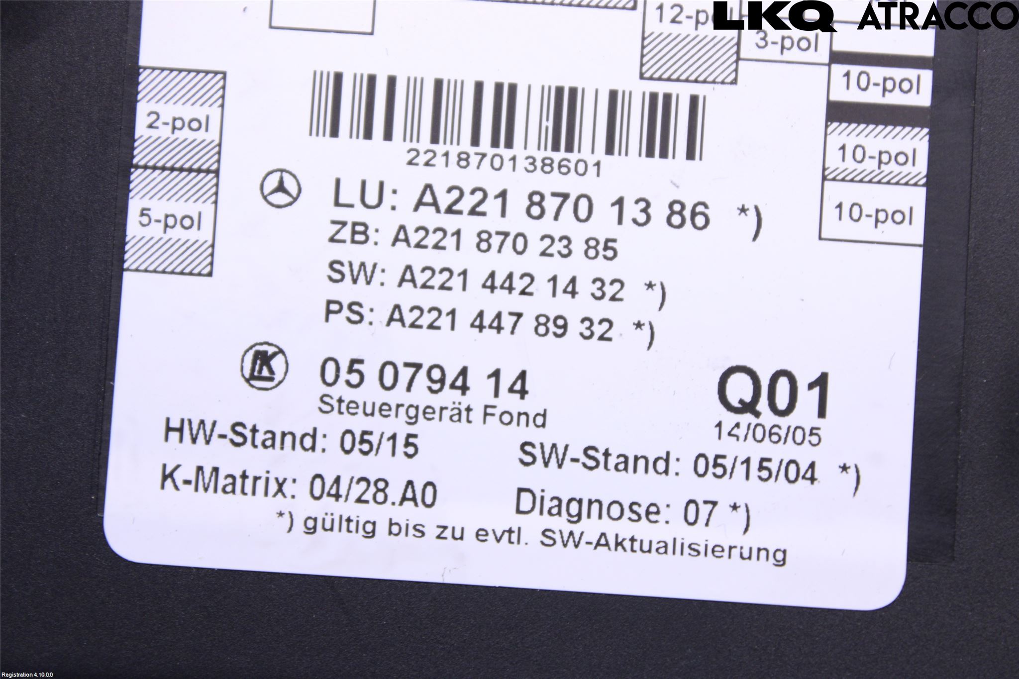Mercedes-Benz MB S-KLASS (W221) 05-13 Styreenhet Dør