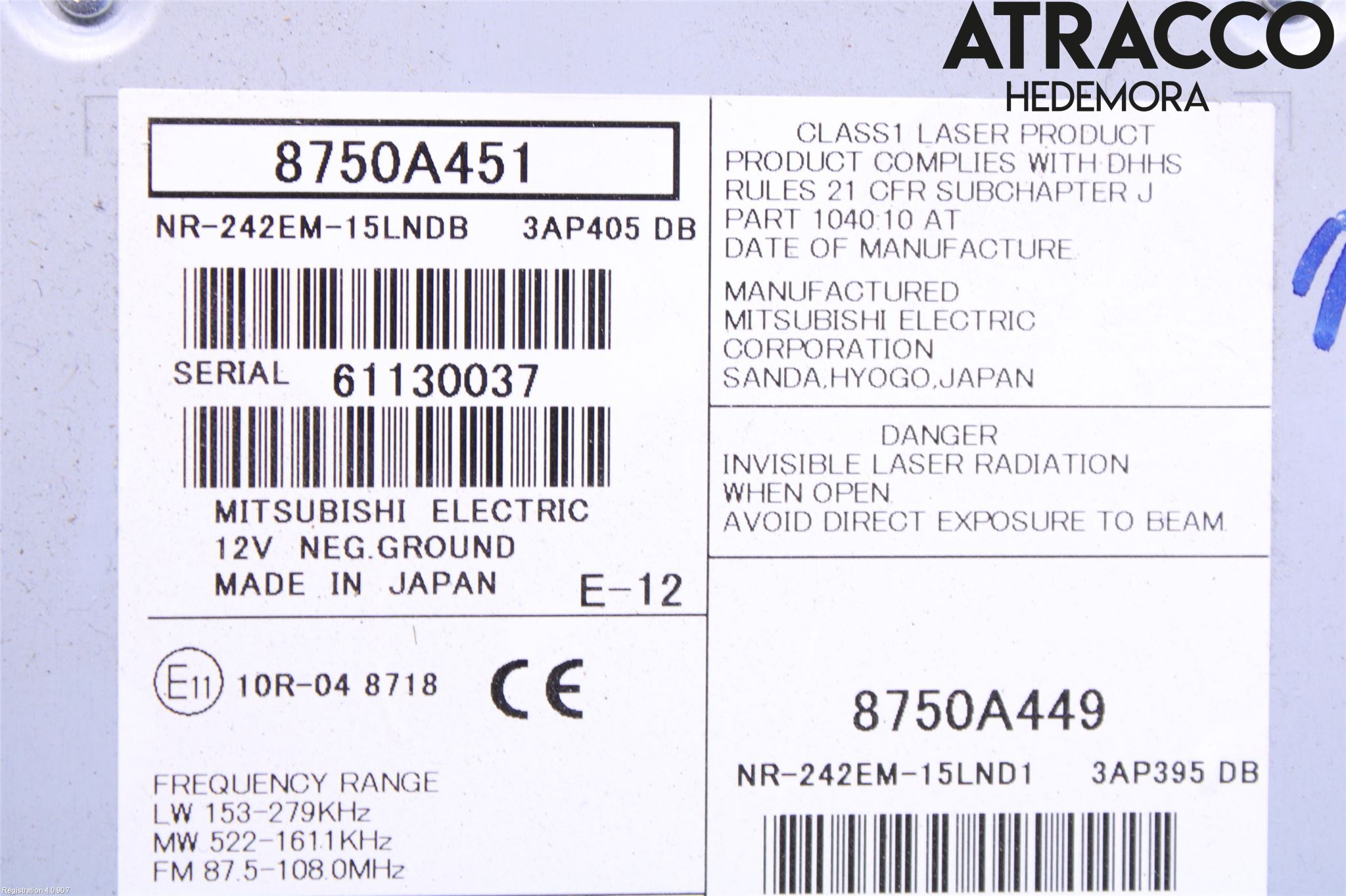 Mitsubishi ASX 10-22 Stereo Radio Med Cd