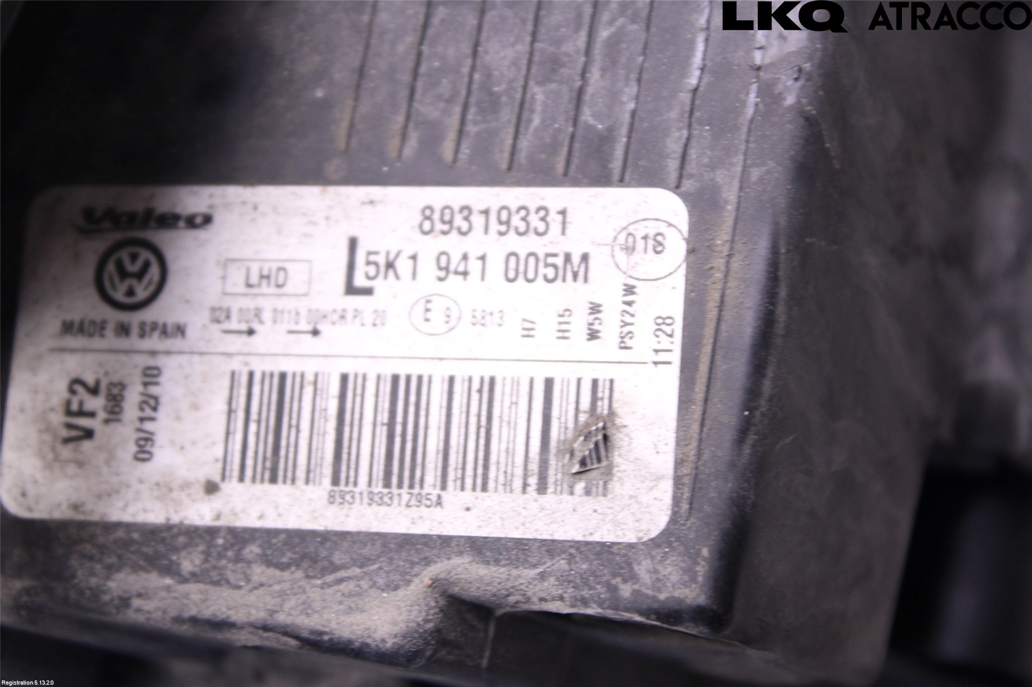 Volkswagen VW GOLF VI 09-13 Frontlykt Venstre