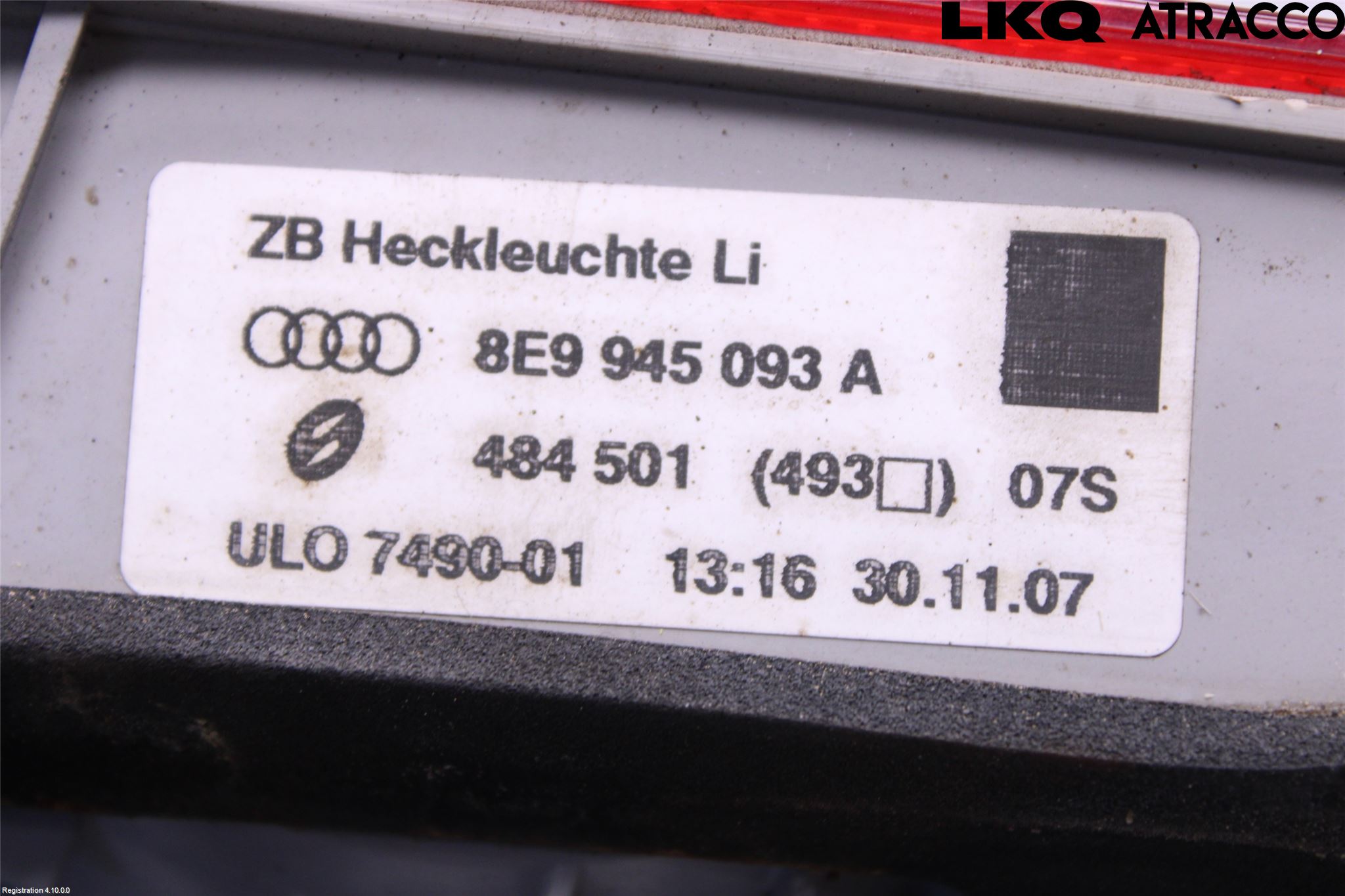 Audi A4/S4 05-07 Baklykt Venstre  På Luke(Indre