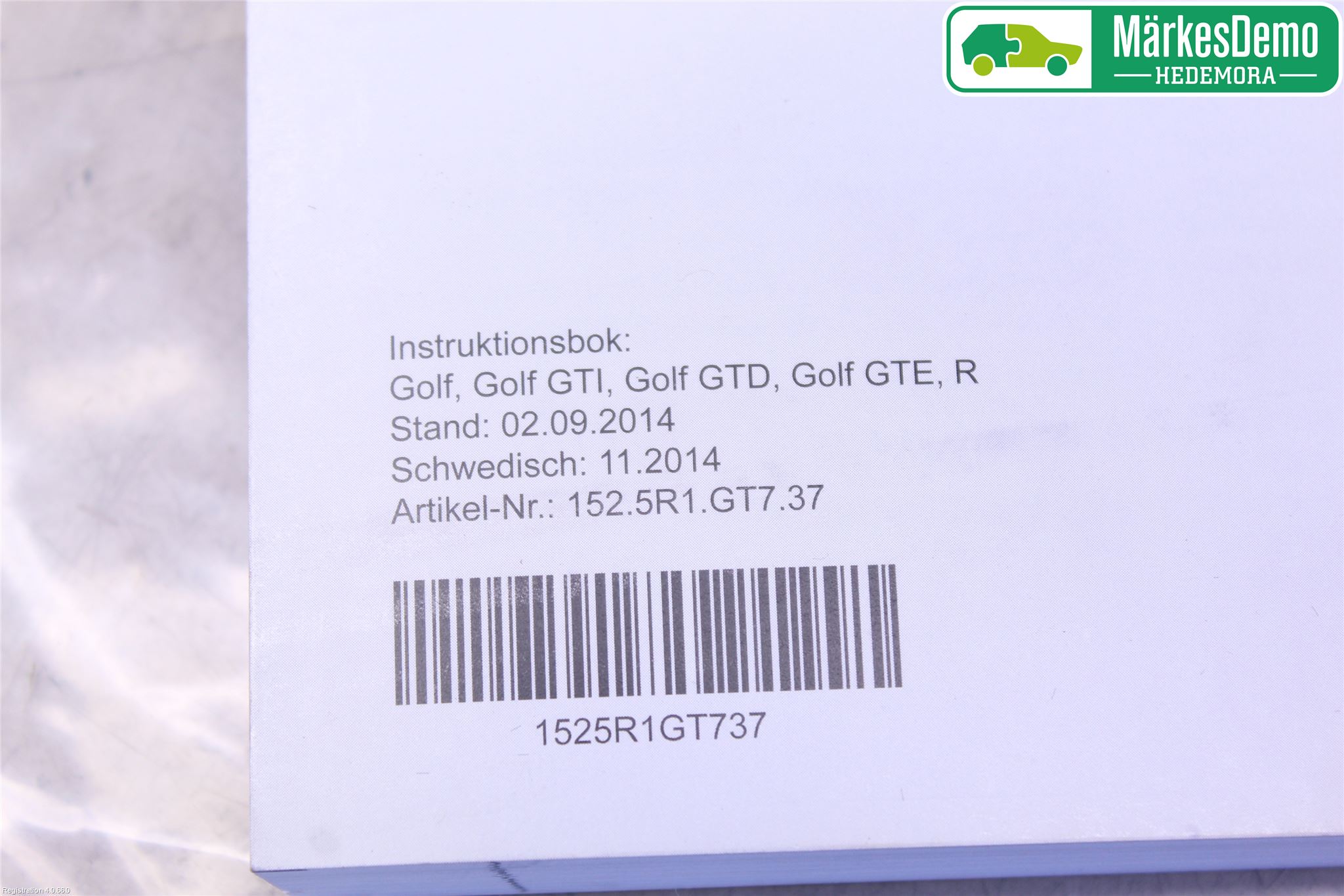 Volkswagen VW GOLF / E-GOLF VII 13-20 Instruksjonsbok
